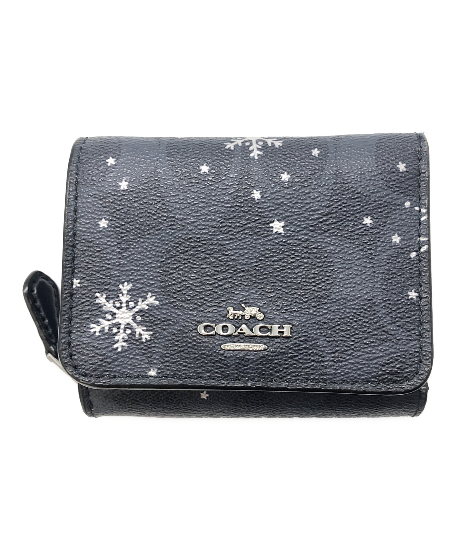 中古・古着通販】COACH (コーチ) スノーフレーク 3つ折り財布 ネイビー 
