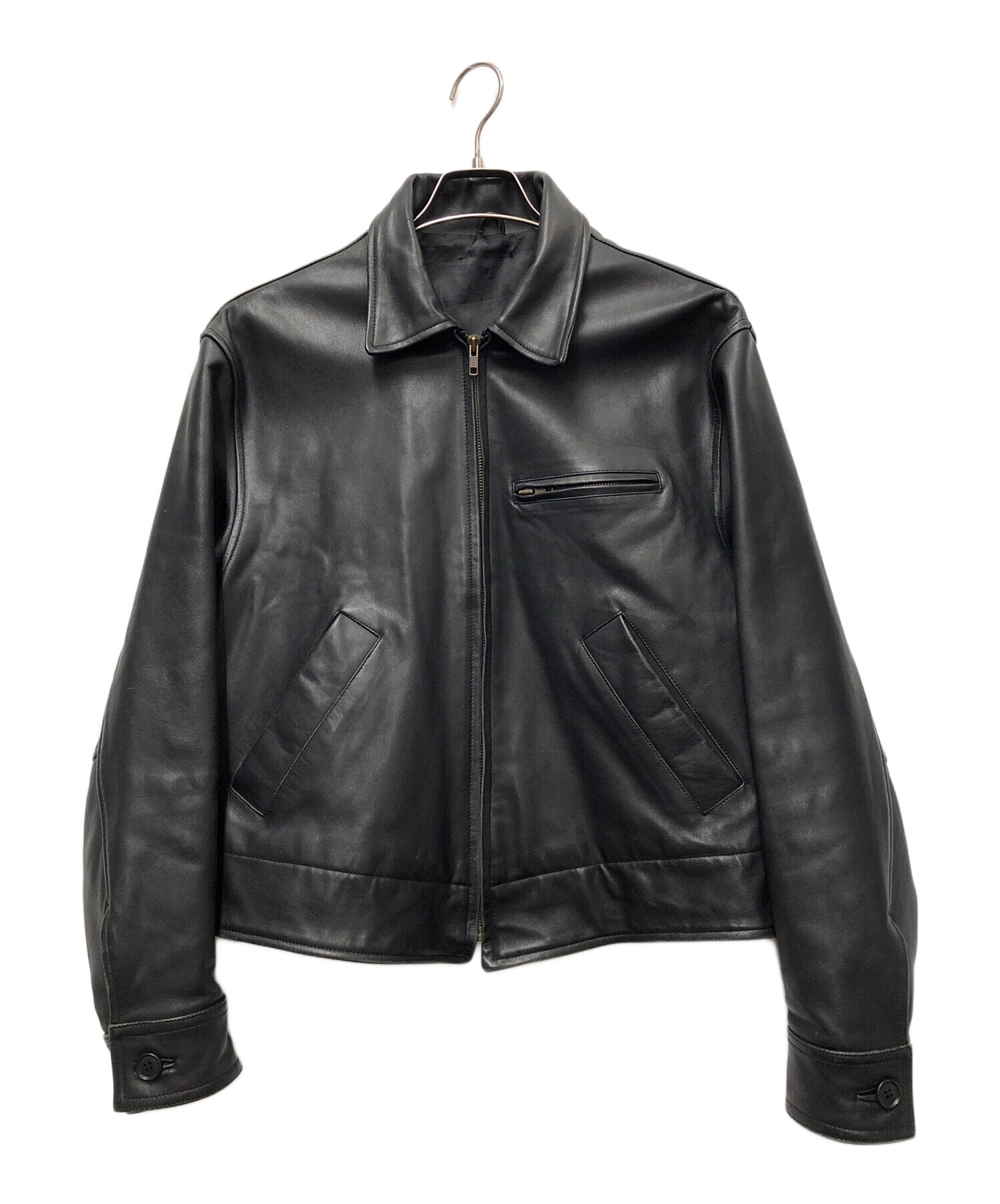 Paul Smith ブラック シングルライダースジャケット　サイズL 中古・古着通販】Paul Smith (ポールスミス) ライダースジャケット