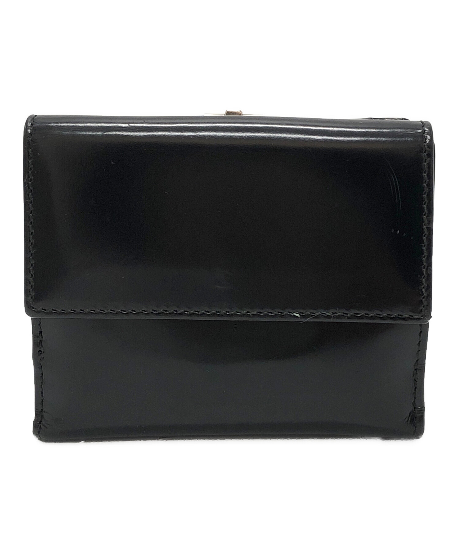 中古・古着通販】GUCCI (グッチ) レザー 2つ折り財布 ブラック 