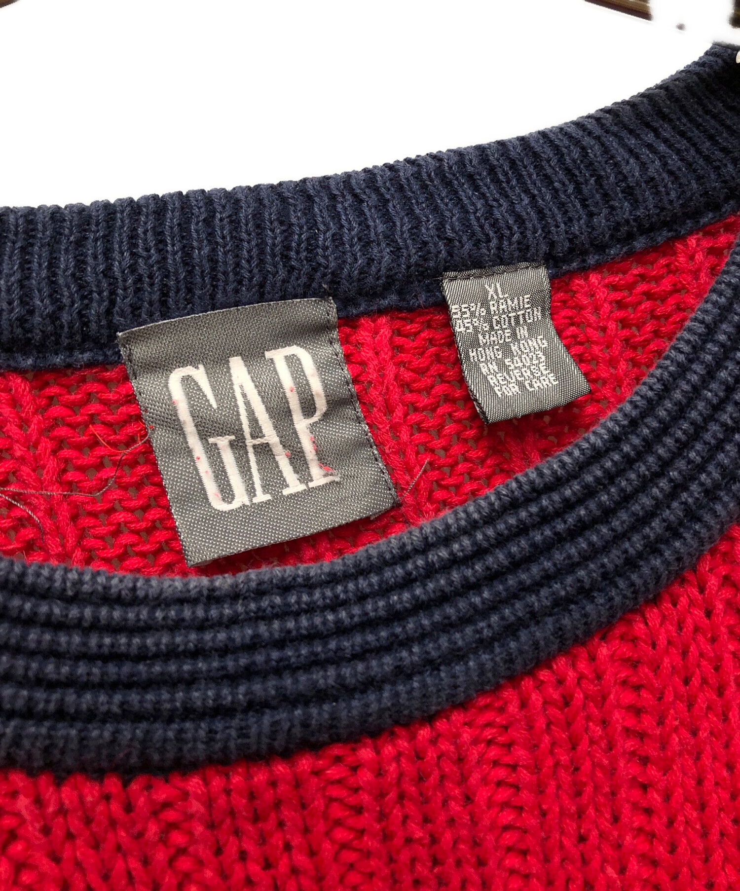 中古・古着通販】GAP (ギャップ) ケーブルニット レッド×ネイビー 