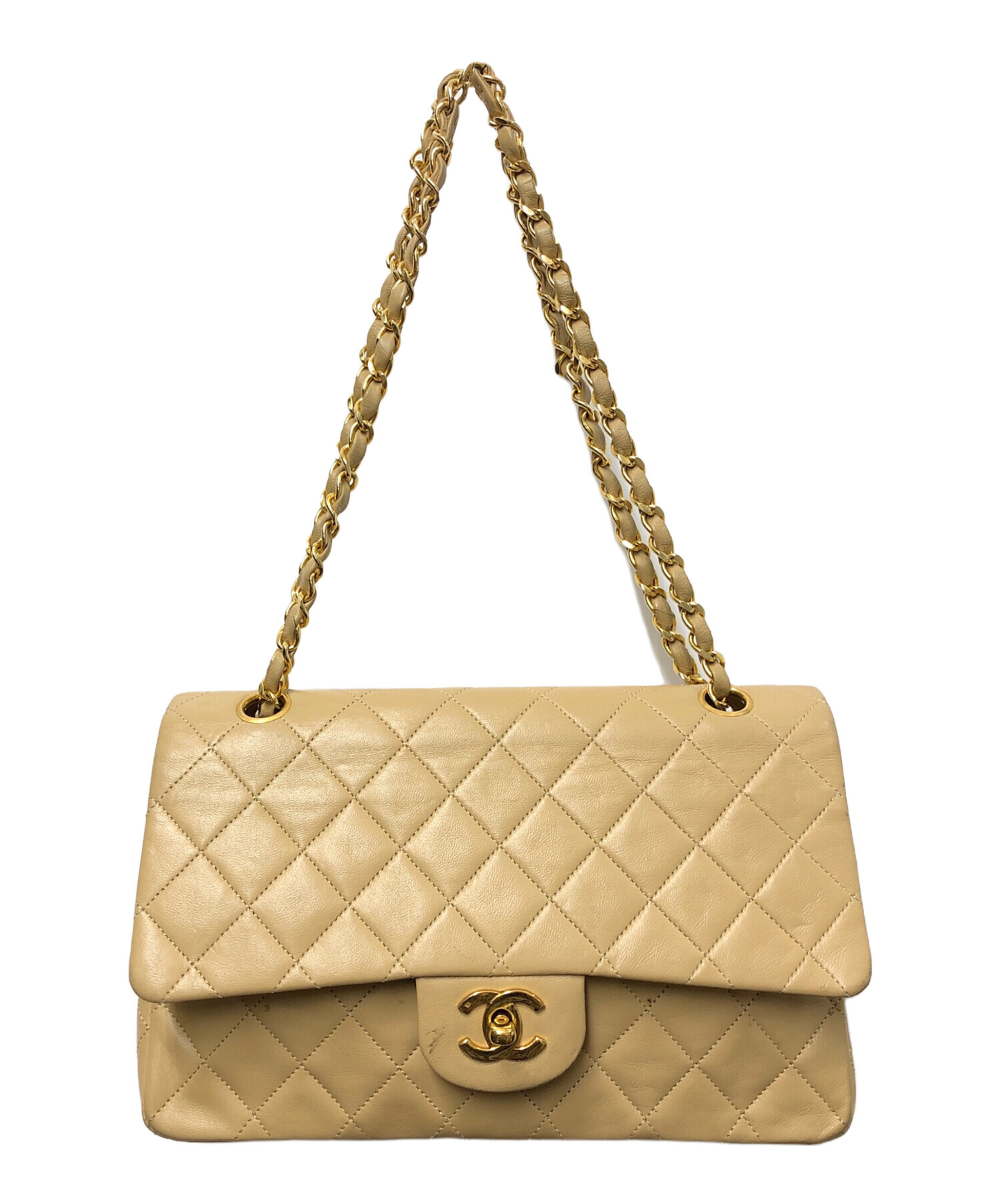 CHANEL シャネル マトラッセ ショルダーバッグ ヴィンテージ ベージュ 中古・古着通販】CHANEL (シャネル) マトラッセ ダブルチェーン