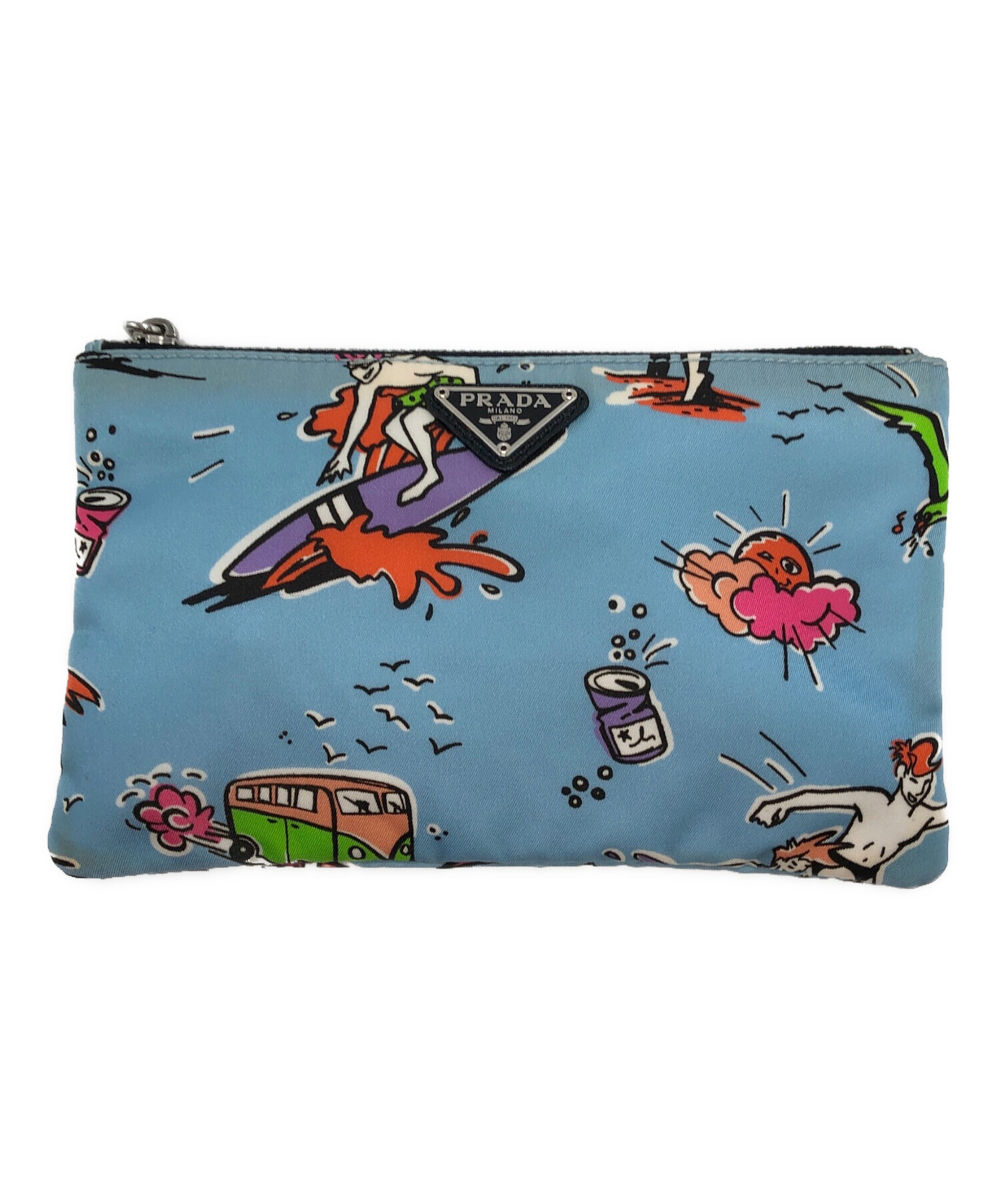 中古・古着通販】PRADA (プラダ) ナイロンポーチ ブルー｜ブランド