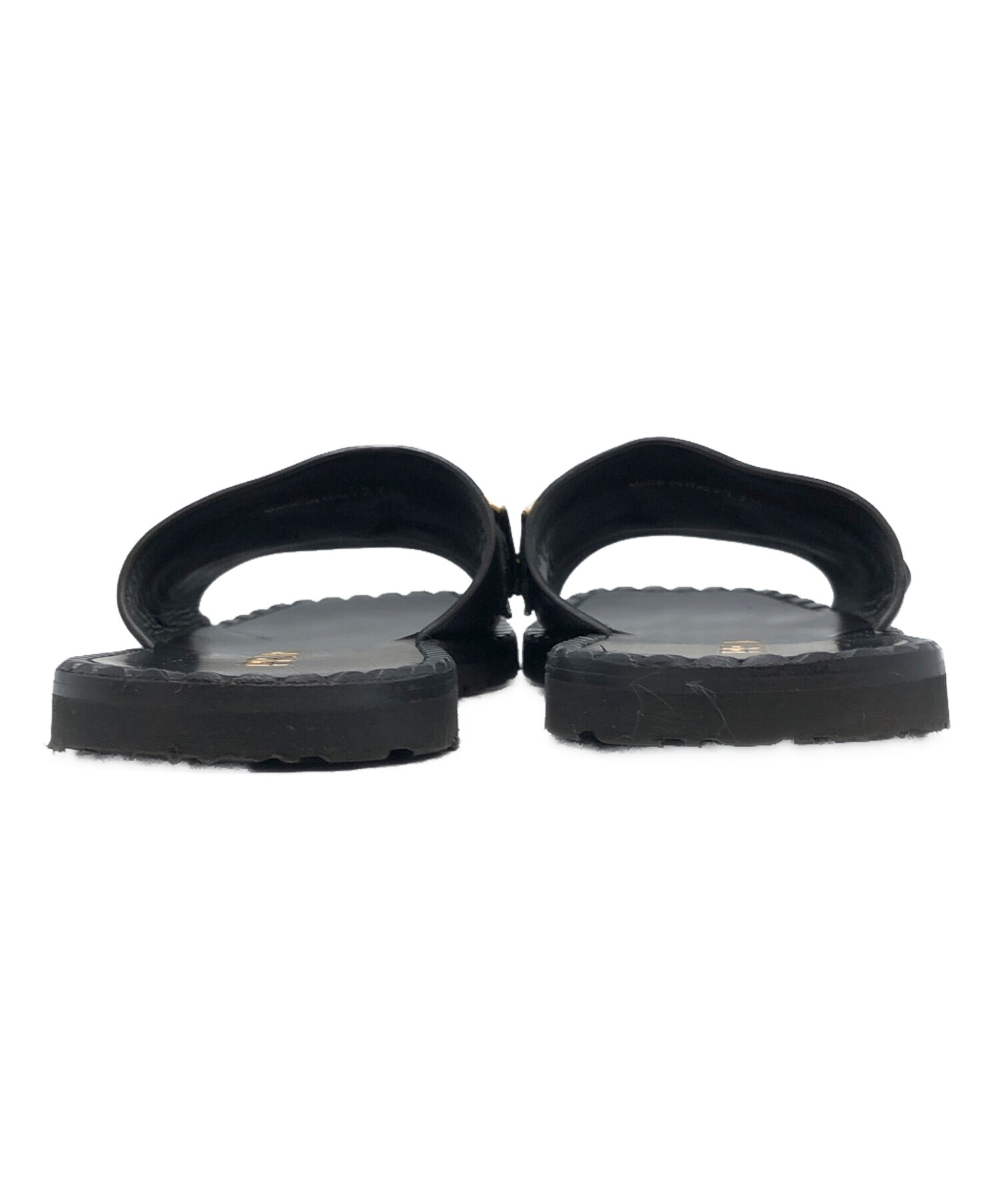 中古・古着通販】PRADA (プラダ) バックルゴールドサンダル ブラック