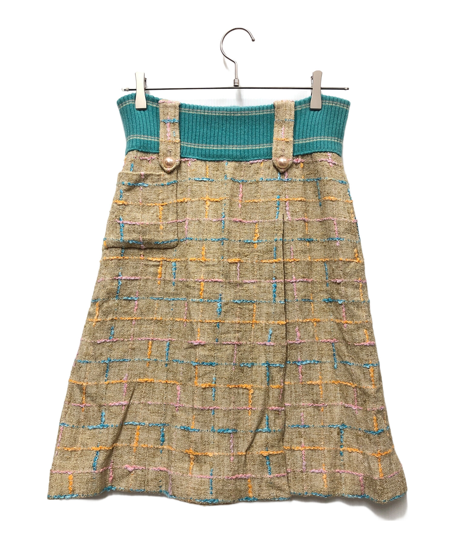 CHANELツイードスカート 中古・古着通販】CHANEL (シャネル) ツイードスカート ベージュ×ブルー