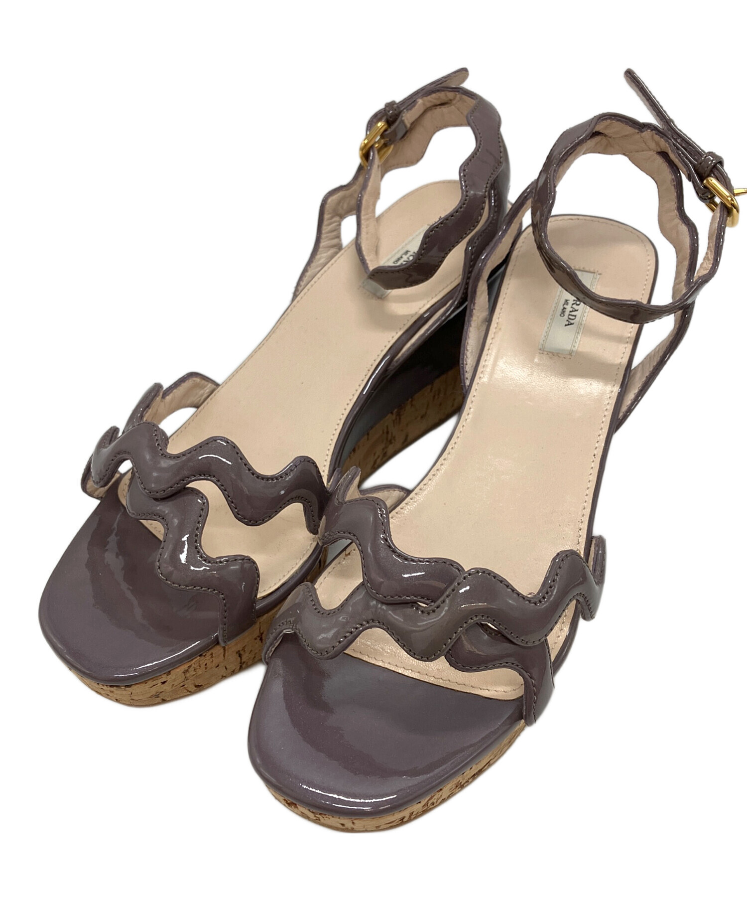 中古・古着通販】PRADA (プラダ) ウェッジソールサンダル グレー