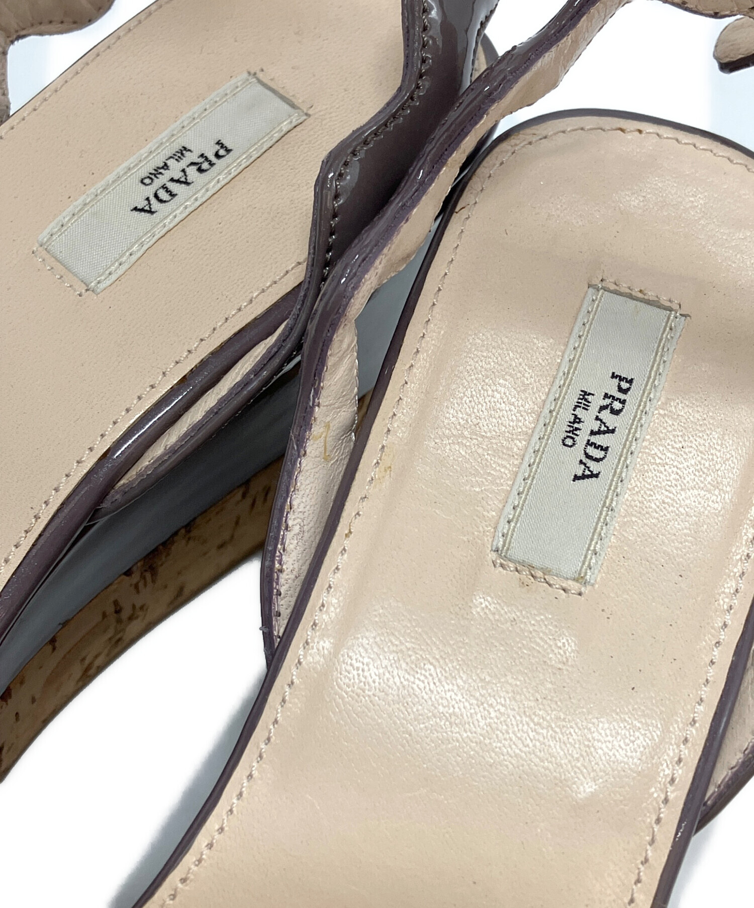 中古・古着通販】PRADA (プラダ) ウェッジソールサンダル グレー 