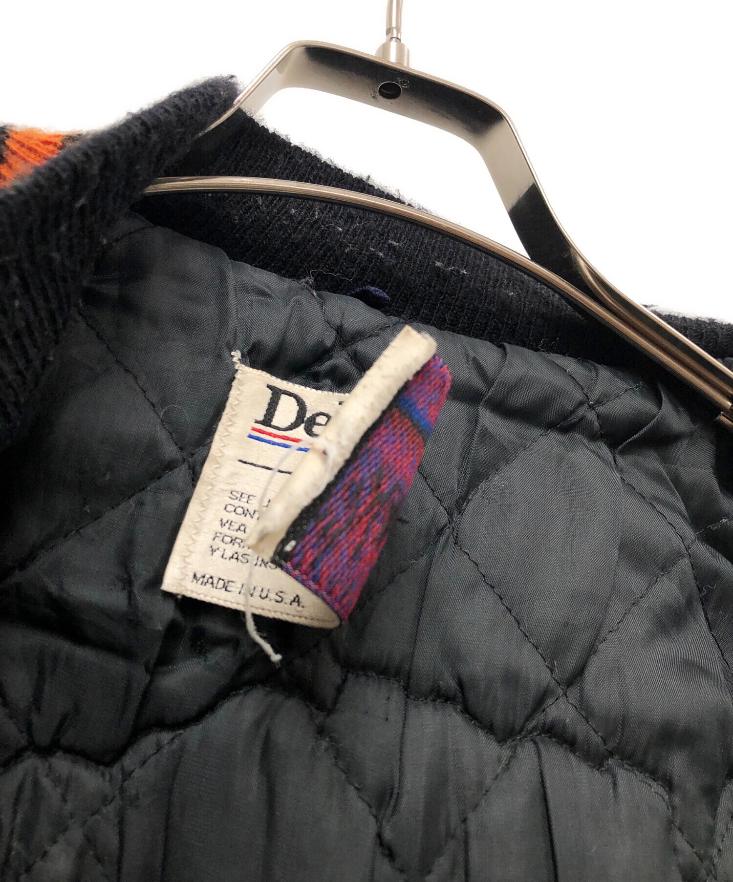中古・古着通販】DELONG (デロング) スタジャン ブラック×ベージュ 