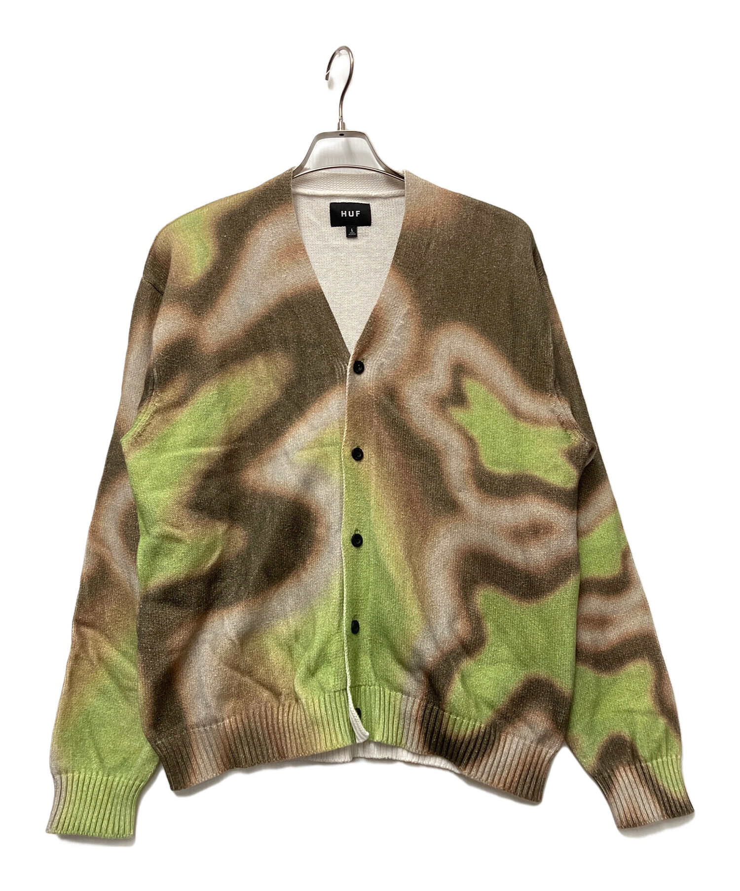 中古・古着通販】HUF (ハフ) 厚手カーディガン ブラウン×グリーン