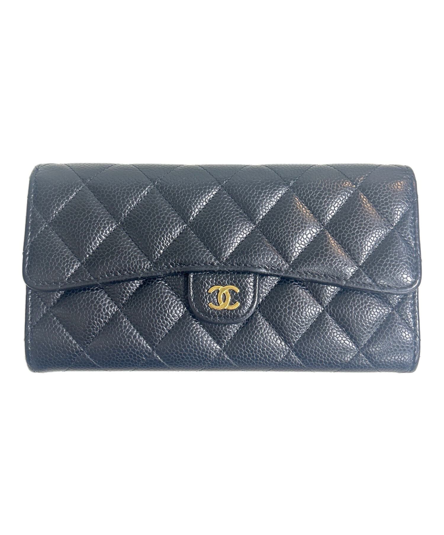 CHANEL　長財布　キャビアスキン　 　クラシック　　シャネル 中古・古着通販】CHANEL (シャネル) キャビアスキン クラシック ロング