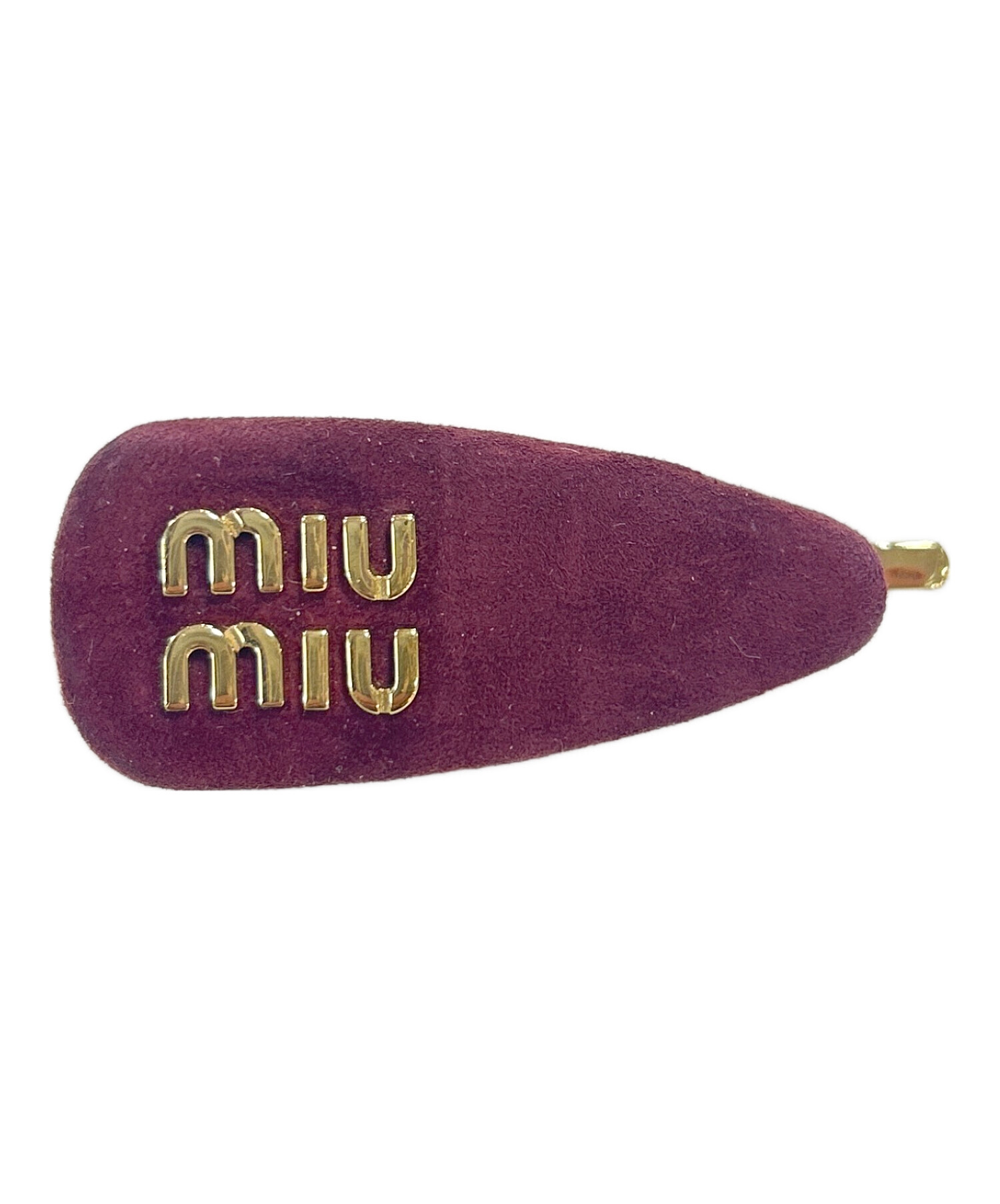 Miumiu バレッタ　紫 中古・古着通販】MIU MIU (ミュウミュウ) ロゴバレッタ ワインレッド
