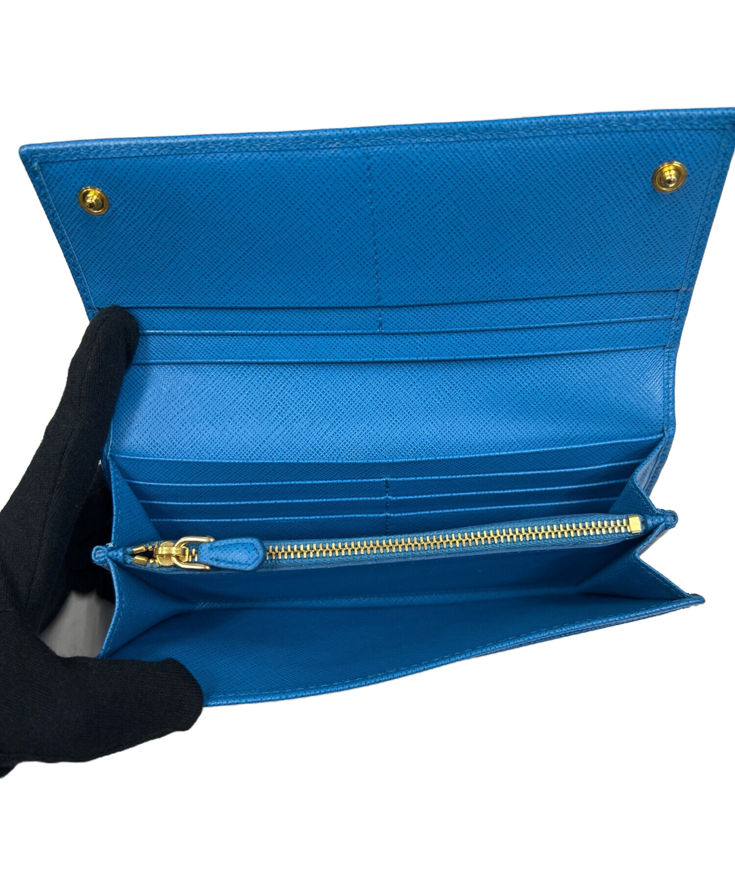 中古・古着通販】PRADA (プラダ) サティアーノ 長財布 ブルー