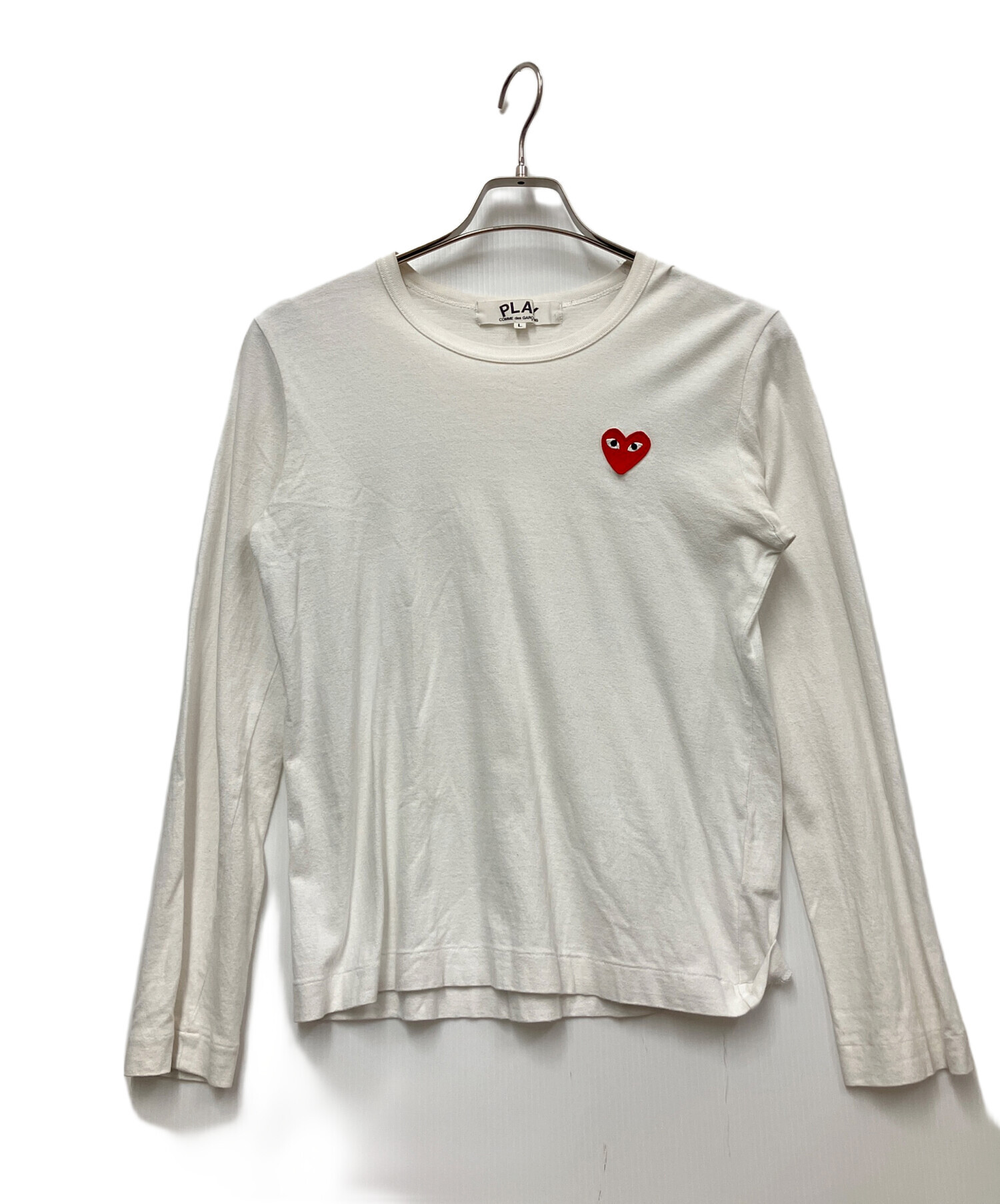 PLAY COMME des GARCONS Tシャツ・カットソー L 白 【古着】【中古】 中古・古着通販】PLAY COMME des GARCONS (プレイコムデギャルソン) T