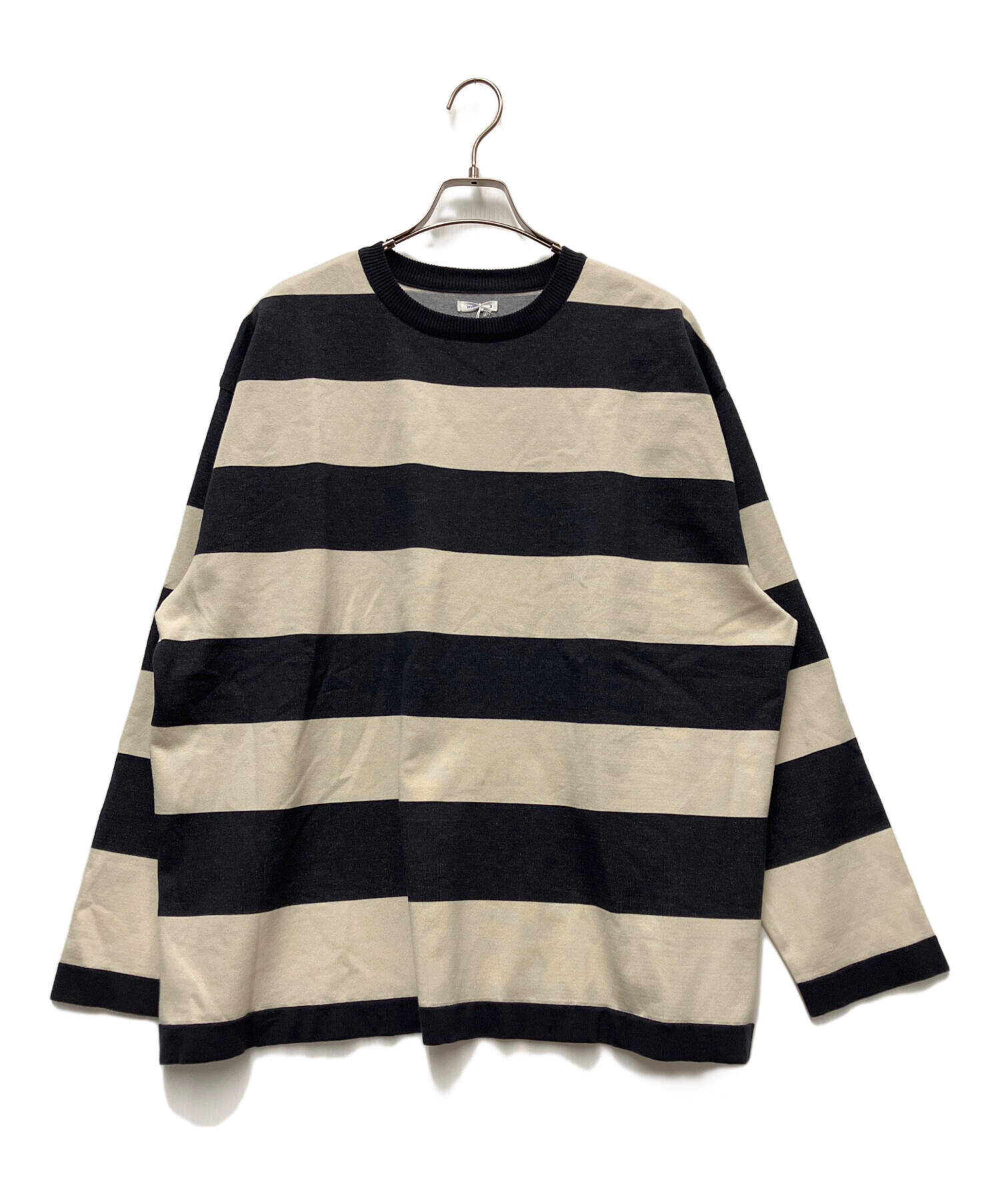 中古・古着通販】maillot (マイヨ) 長袖カットソー ベージュ×ブラック 