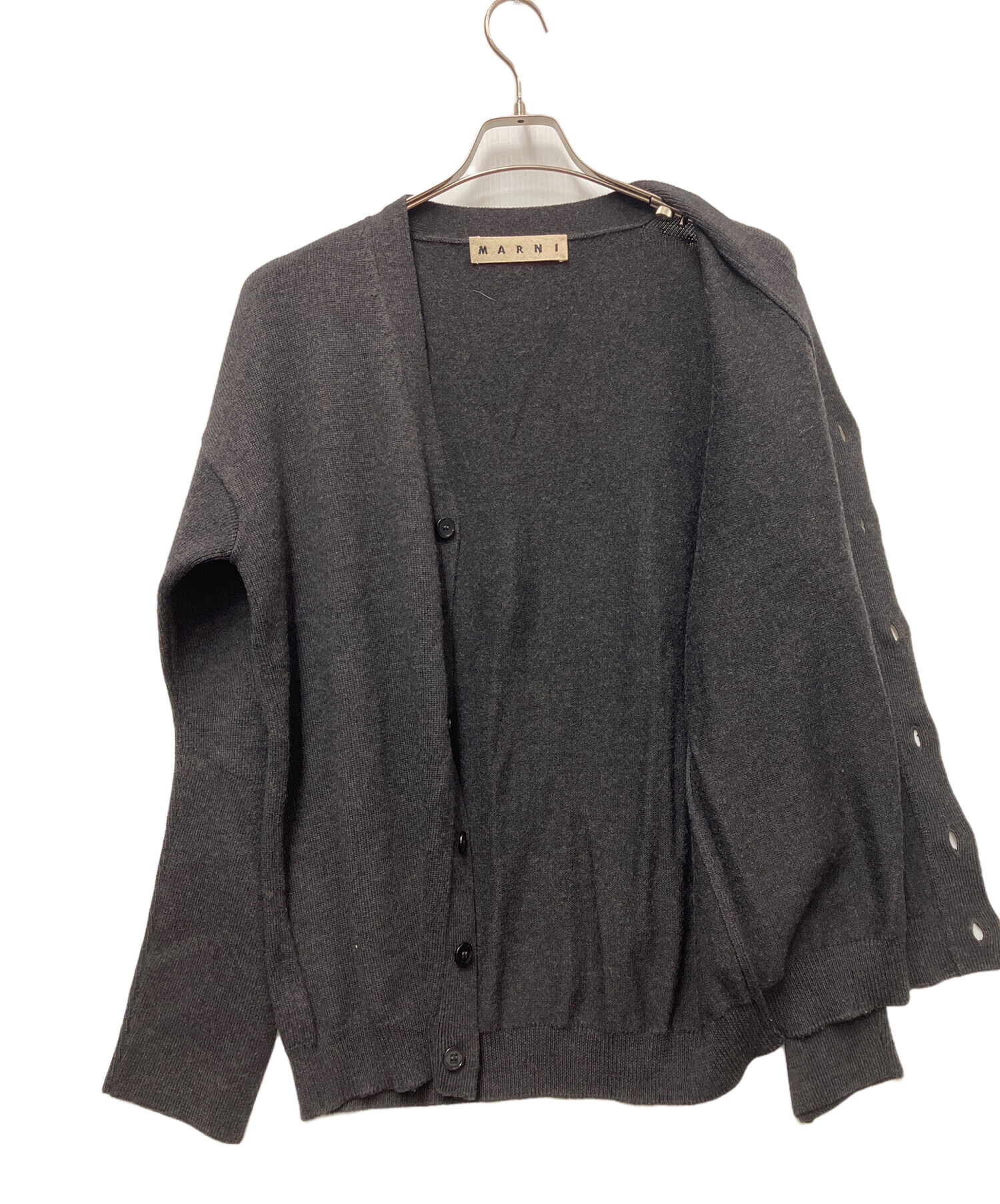 美品 マルニ MARNI カシミヤ100% 配色 カーディガン ゆったりめ 中古・古着通販】MARNI (マルニ) 厚手カーディガン グレー サイズ:48