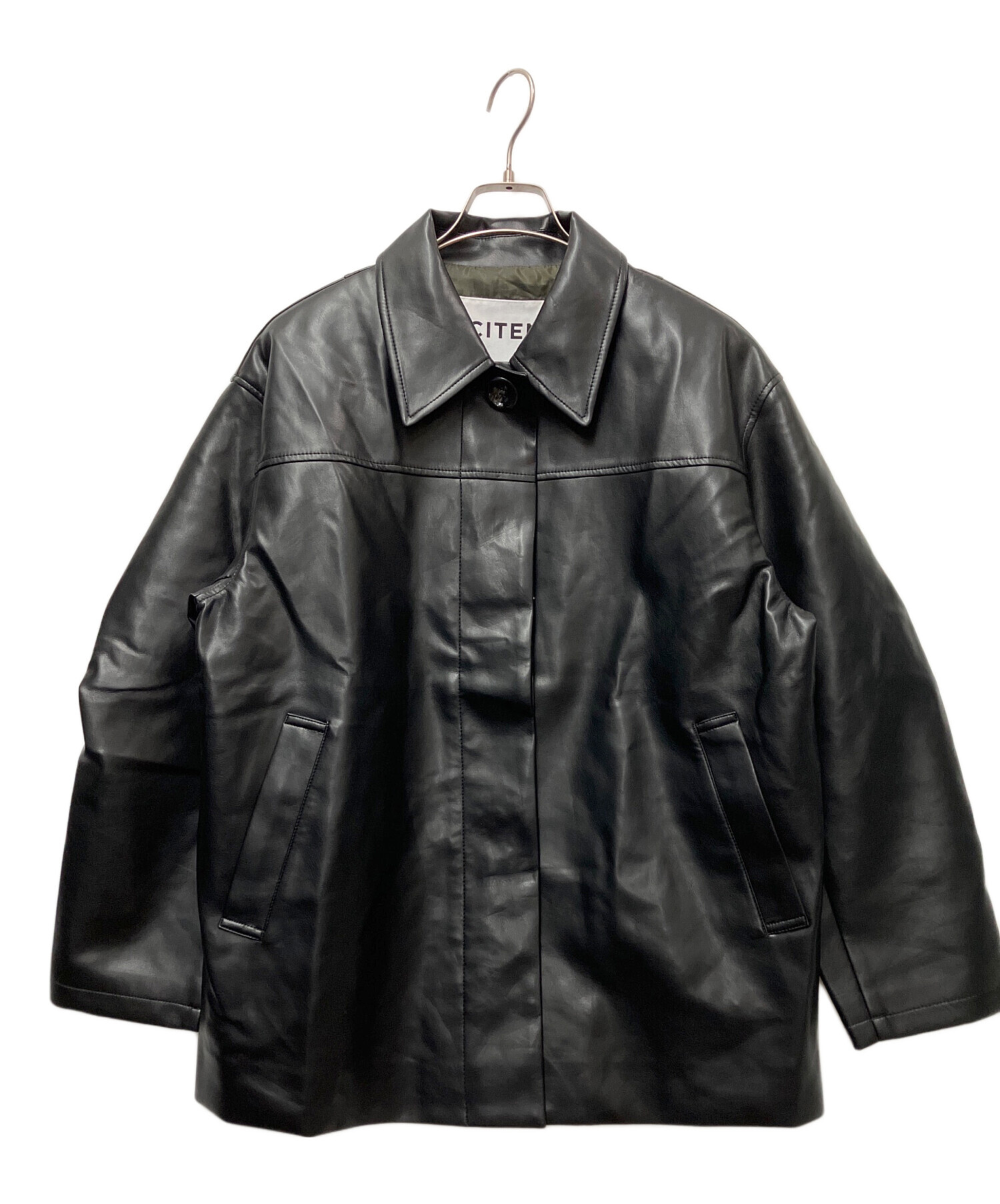 中古・古着通販】CITEN (シテン) フェイクレザージャケット ブラック 中古・古着通販】CITEN (シテン) フェイクレザージャケット ブラック