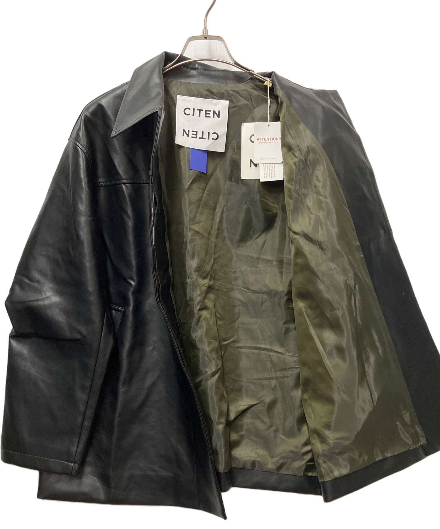 中古・古着通販】CITEN (シテン) フェイクレザージャケット ブラック 中古・古着通販】CITEN (シテン) フェイクレザージャケット ブラック