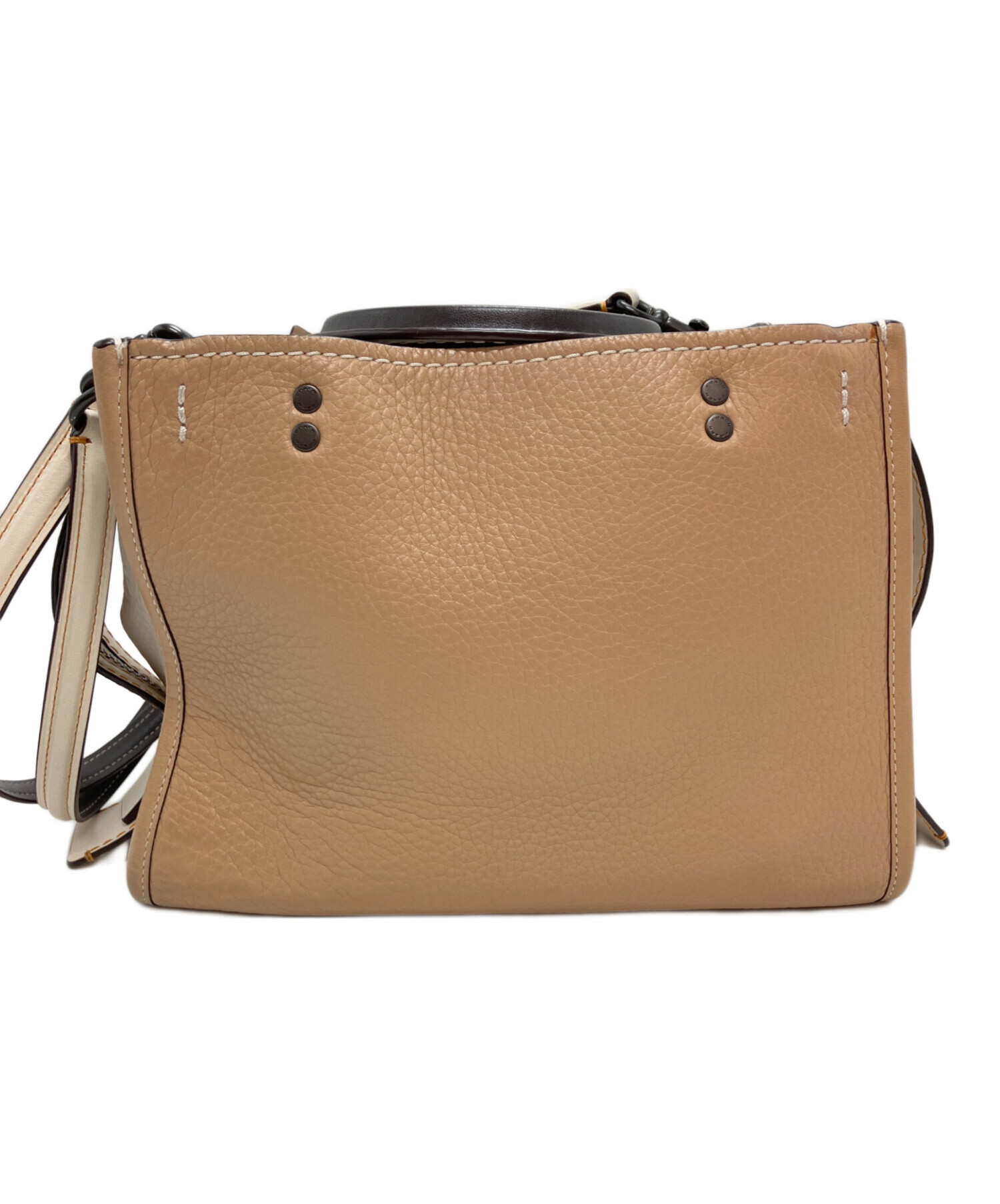 中古・古着通販】COACH (コーチ) 2WAYバッグ ベージュ×ブラウン