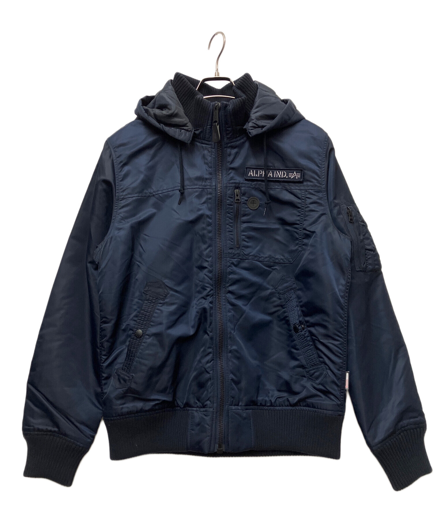 中古・古着通販】ALPHA (アルファ) HOODED RIB JACKET ネイビー サイズ