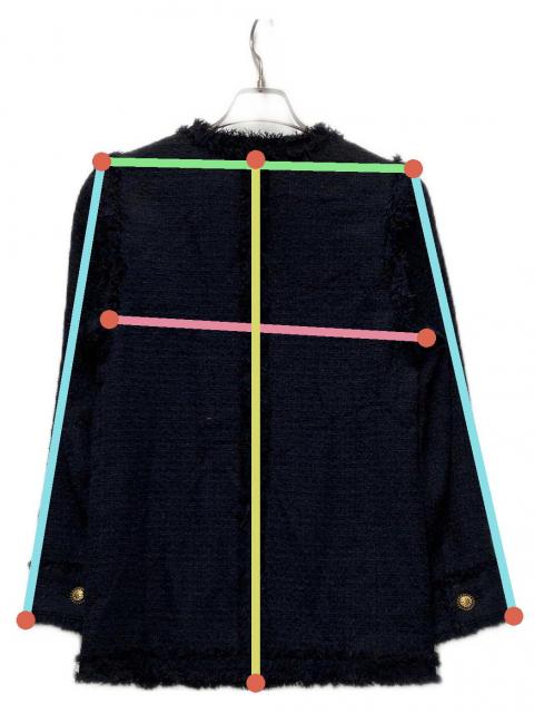 中古・古着通販】ORGUE (オルグ) Tweed fringe 2way jacket ネイビー