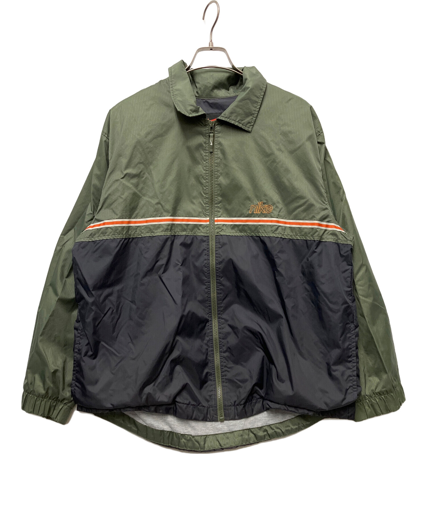 中古・古着通販】NIKE (ナイキ) ナイロンジャケット カーキ×ブラック