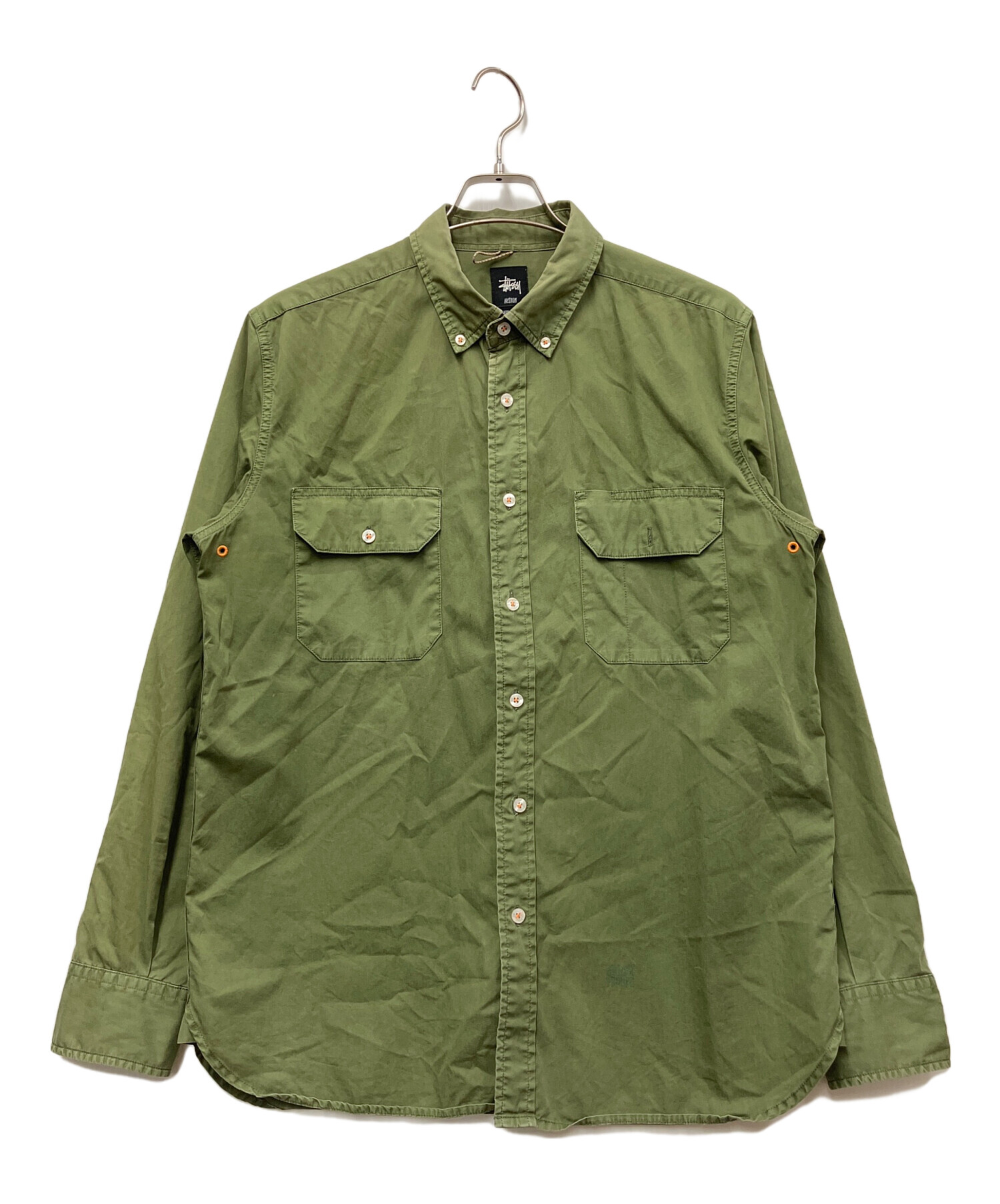 中古・古着通販】stussy (ステューシー) 長袖シャツ グリーン サイズ:M 