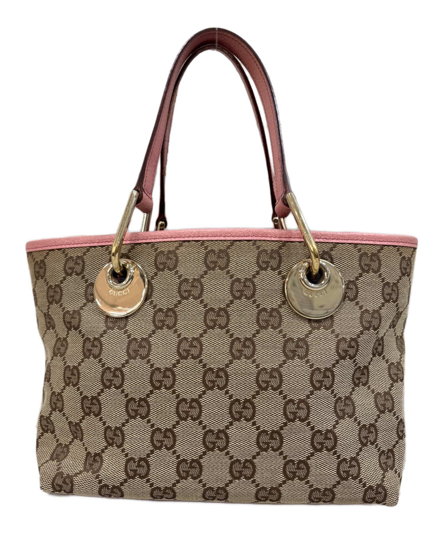 Gucci GGパターン ハンドバッグ ブラウン/ピンク 中古・古着通販】GUCCI (グッチ) GGキャンバスハンドバッグ ブラウン