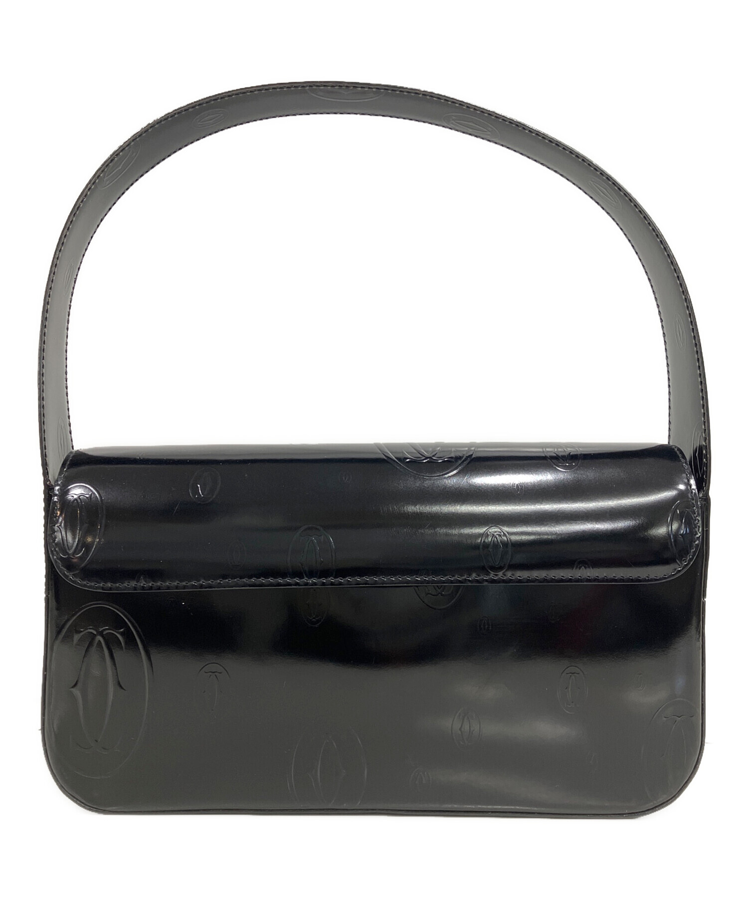 中古・古着通販】Cartier (カルティエ) ブラックエナメルハンドバッグ 