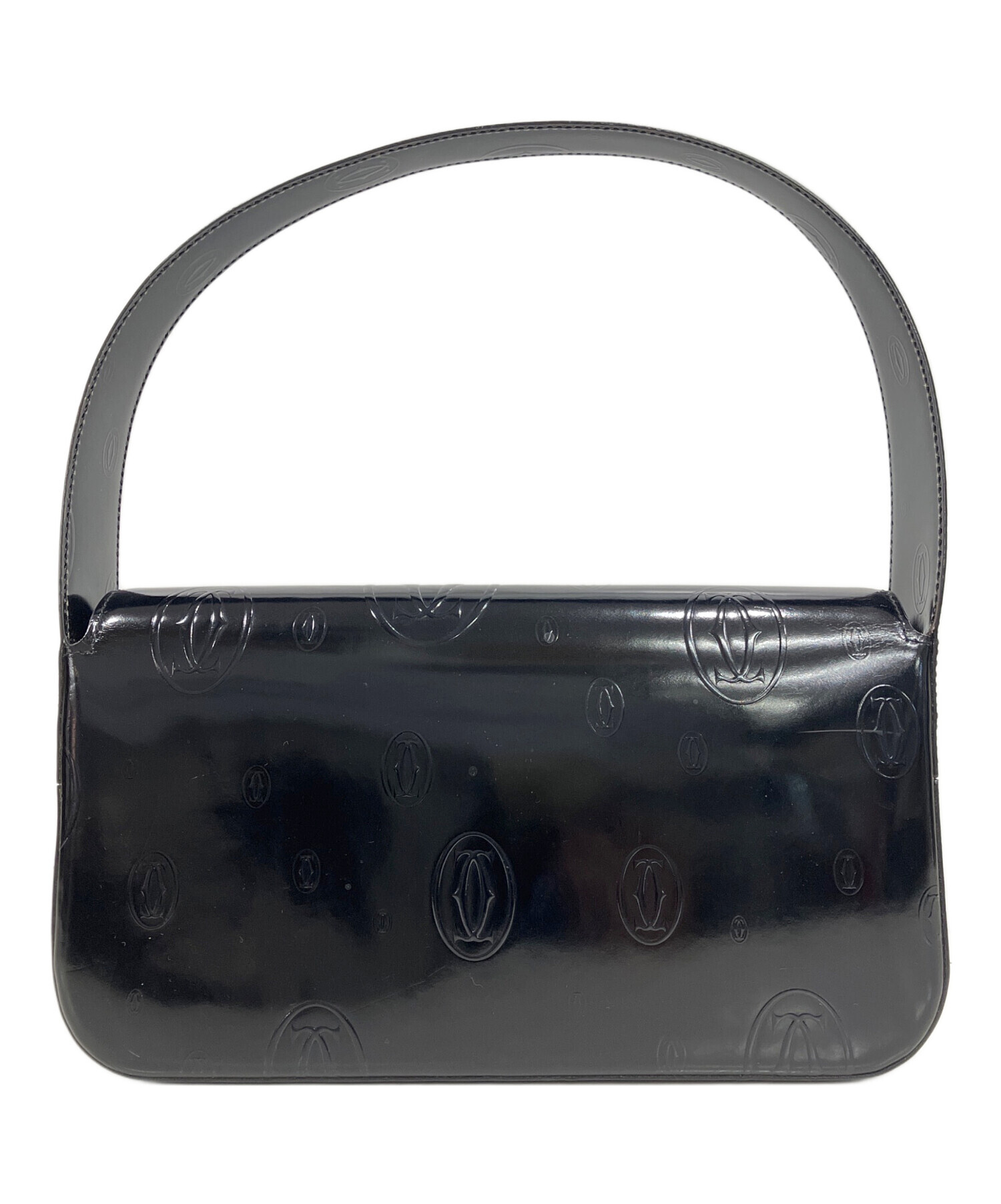 中古・古着通販】Cartier (カルティエ) ブラックエナメルハンドバッグ 