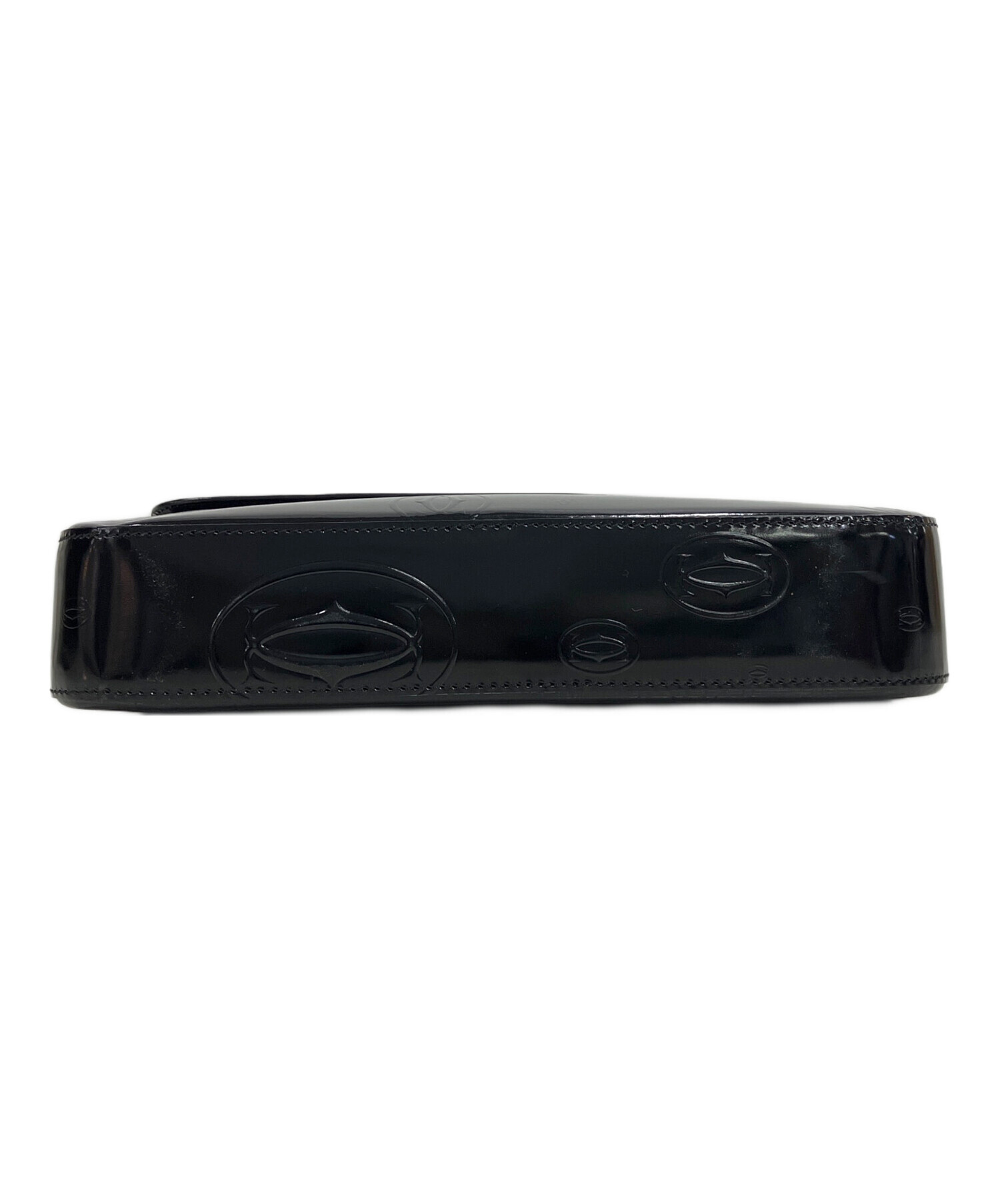 中古・古着通販】Cartier (カルティエ) ブラックエナメルハンドバッグ 