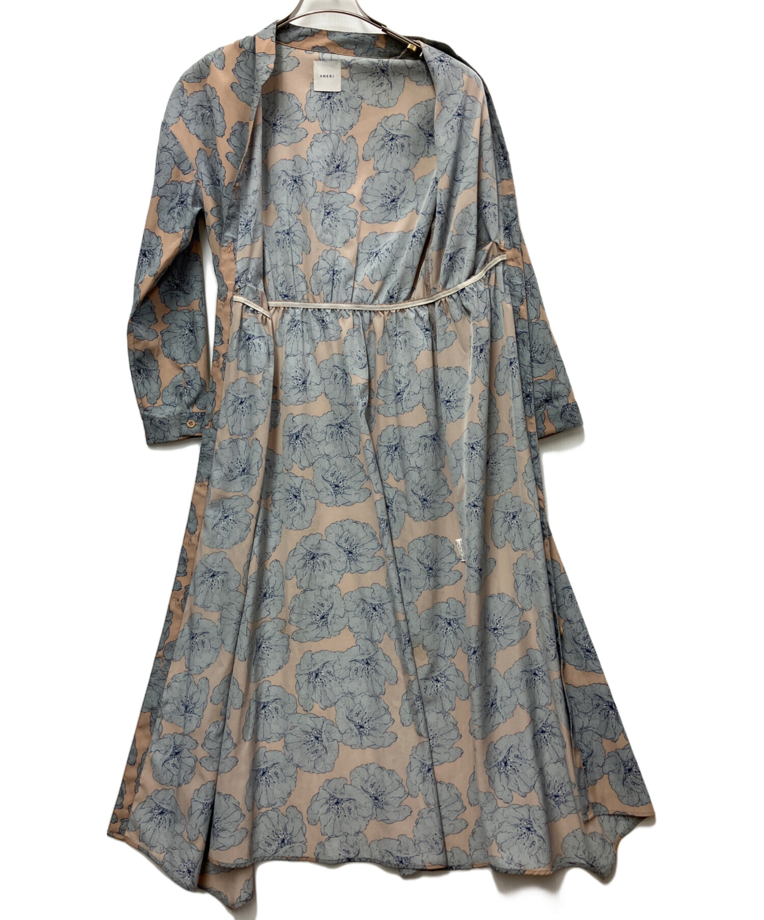 中古・古着通販】Ameri (アメリ) 長袖ワンピース ピンク×グレー サイズ