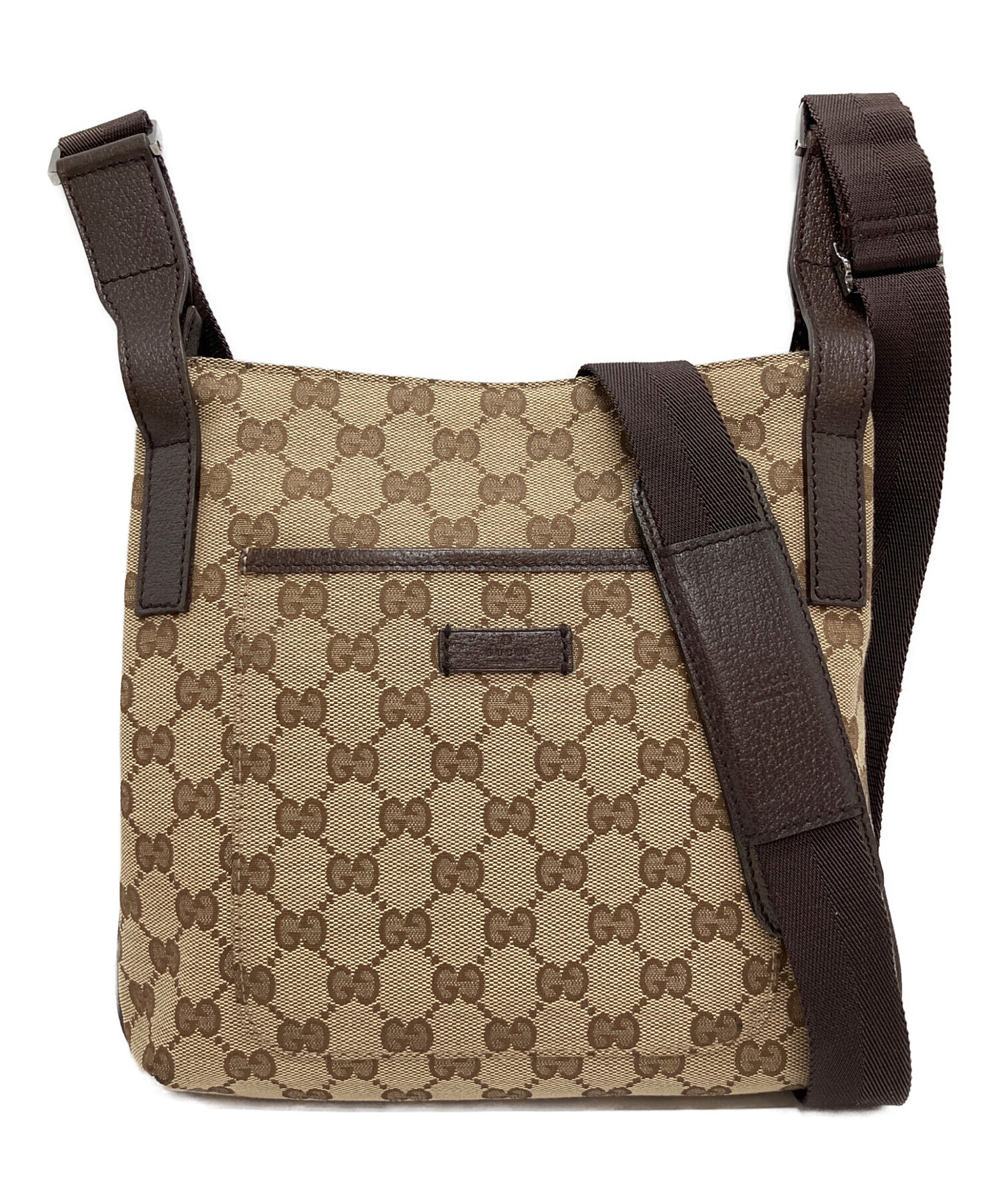 GUCCI GGキャンバス ショルダーバッグ ダークブラウン 中古・古着通販】GUCCI (グッチ) GGキャンバスショルダーバッグ