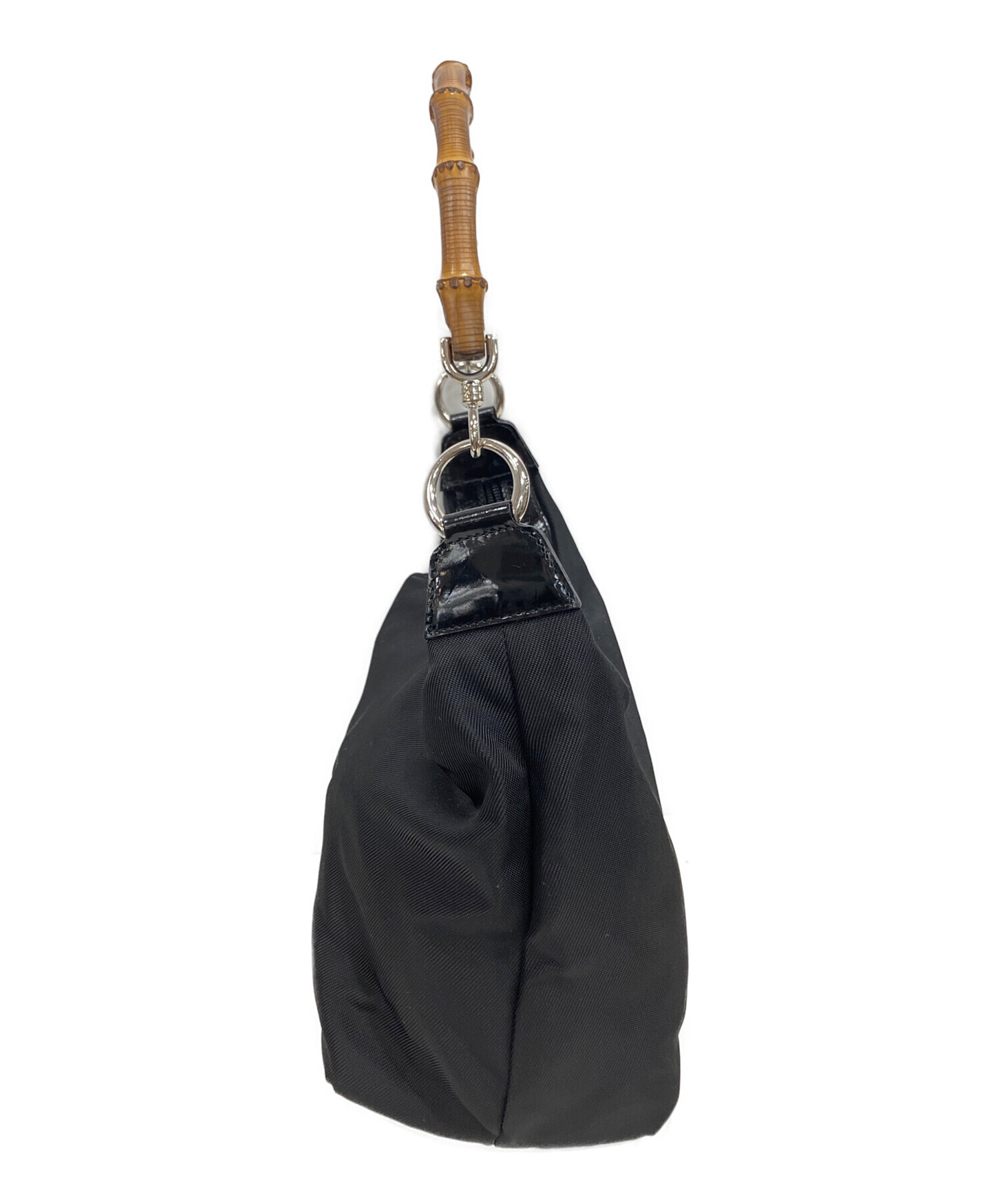 【美品】グッチ ハンドバッグ ワンショルダー ブラック キャンバス バンブー 中古・古着通販】GUCCI (グッチ) バンブーワンショルダーバッグ