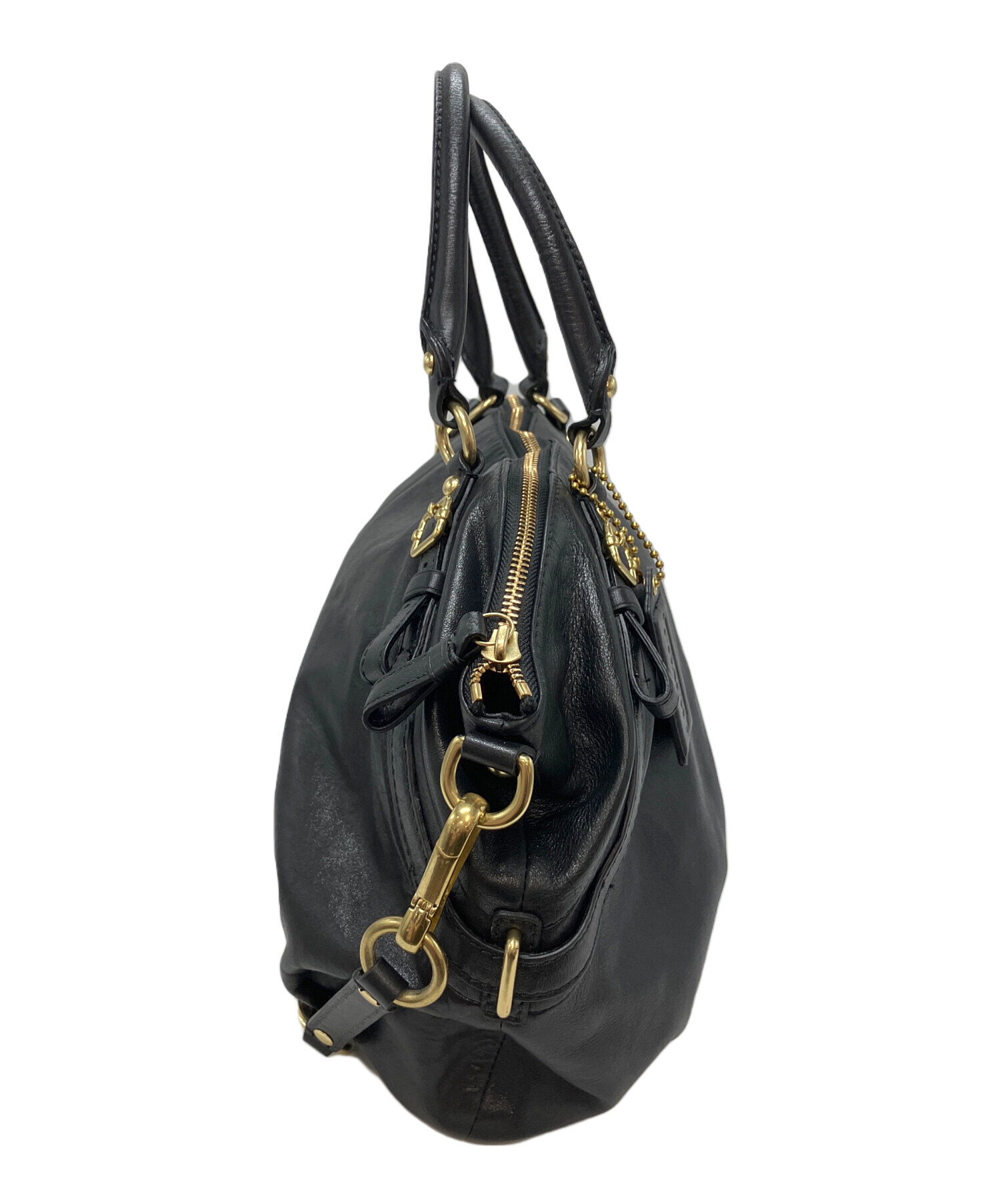 未使用　COACH ブラック ショルダーバッグ 中古・古着通販】COACH (コーチ) ショルダーバッグ ブラック｜ブランド