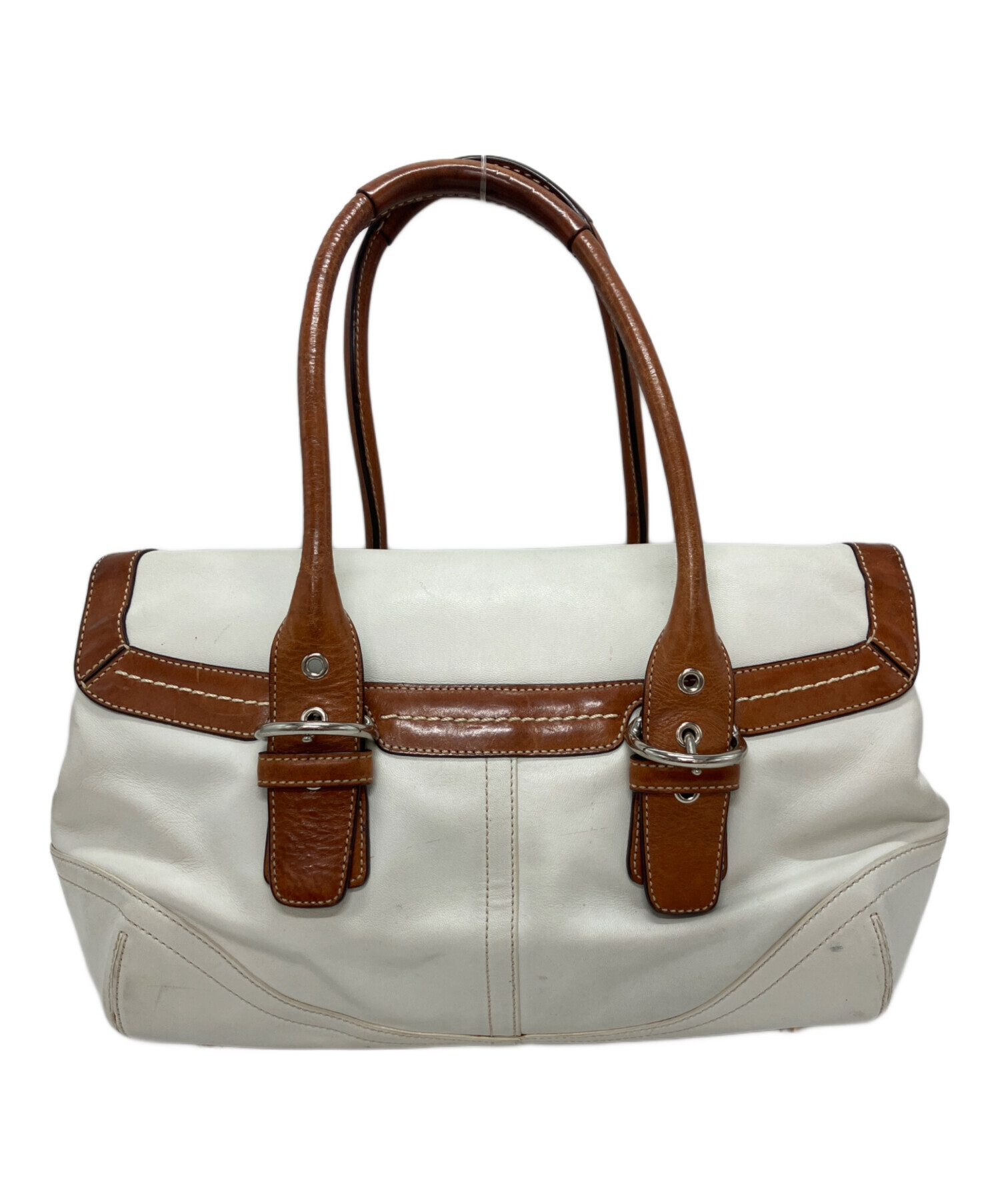 中古・古着通販】COACH (コーチ) トートバッグ ホワイト×ブラウン
