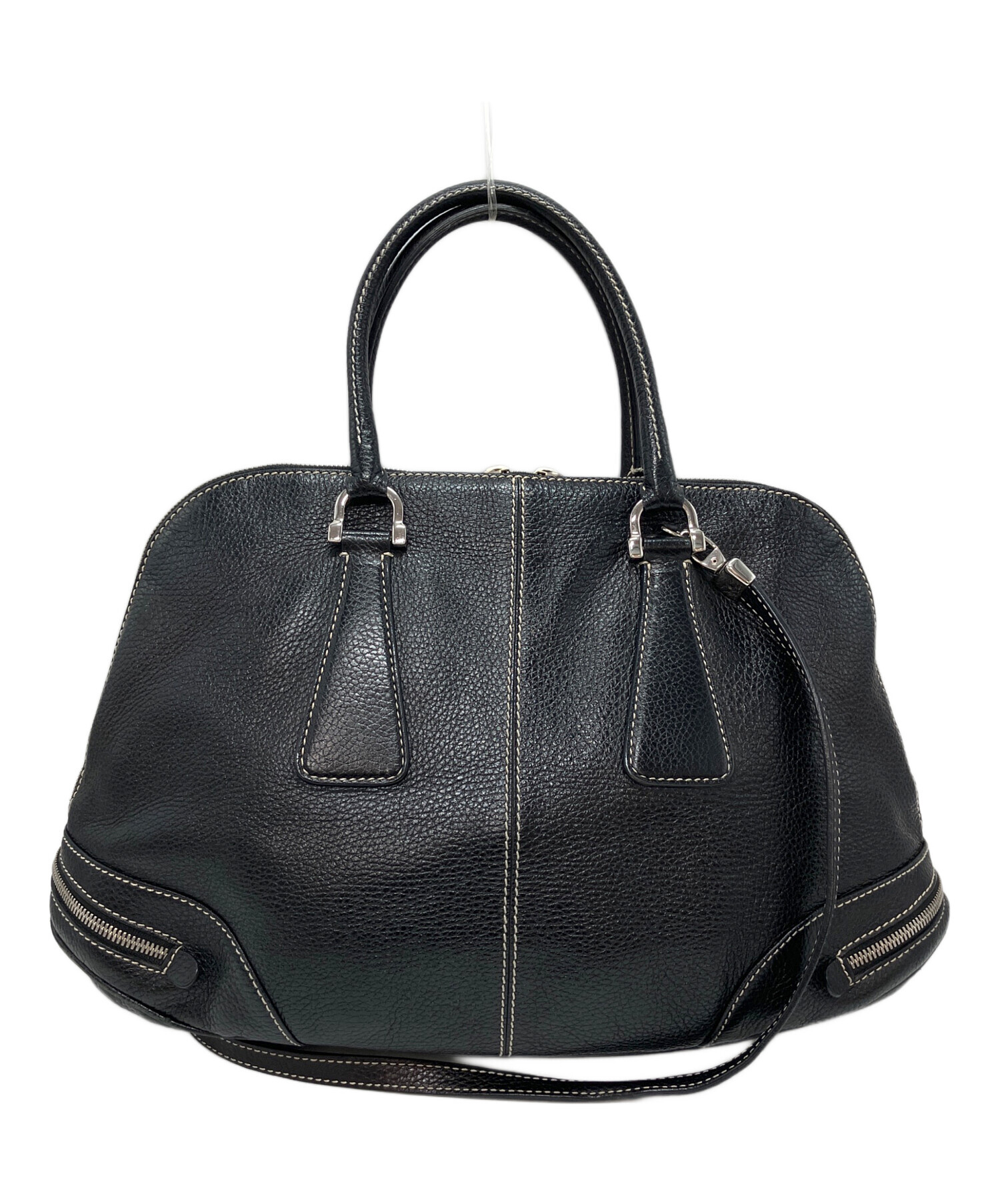 TOD'S 黒レザー ハンドバッグ 中古・古着通販】TOD'S (トッズ) レザーハンドバッグ ブラック