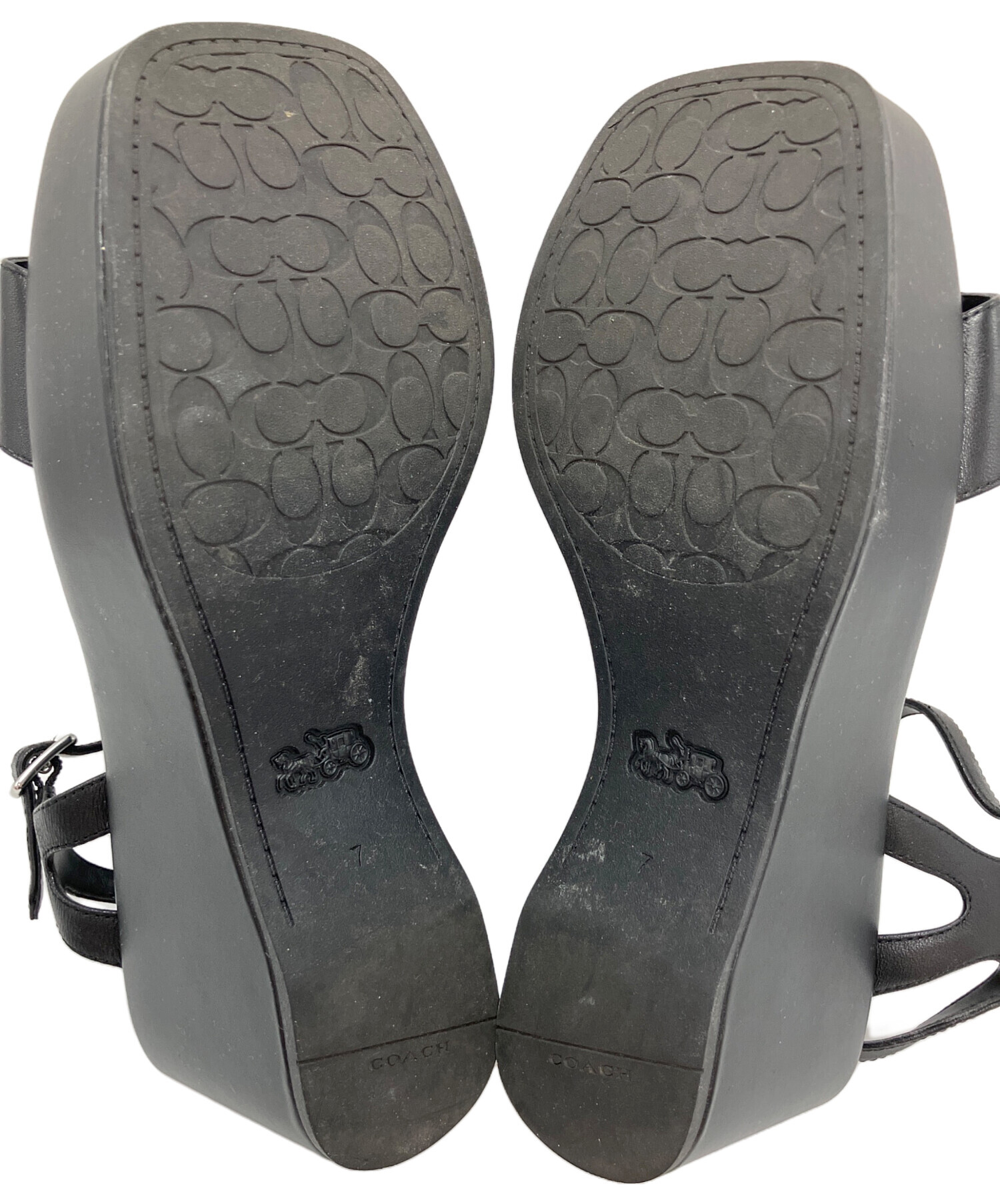 中古・古着通販】COACH (コーチ) ゲール ウェッジ サンダル ブラック