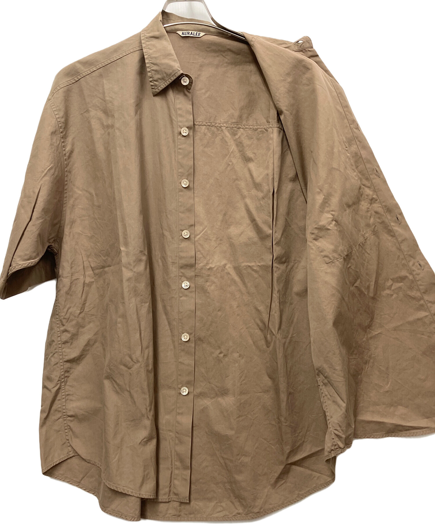 AURALEE 半袖シャツ ライトブラウン 中古・古着通販】AURALEE (オーラリー) 半袖シャツ ブラウン サイズ:XL