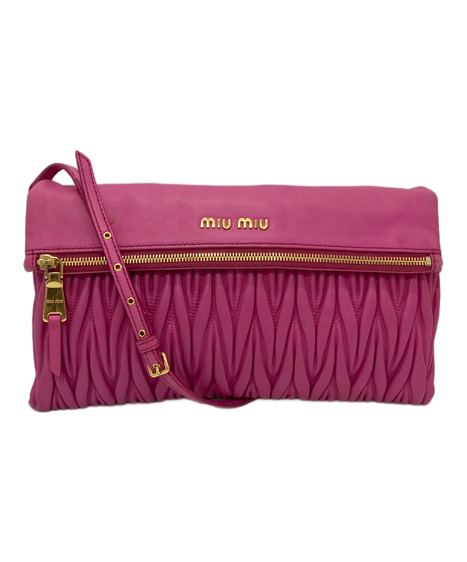 【美品】MIU MIU マテラッセ クラッチバッグ ピンク 中古・古着通販】MIU MIU (ミュウミュウ) マテラッセ2WAYクラッチ