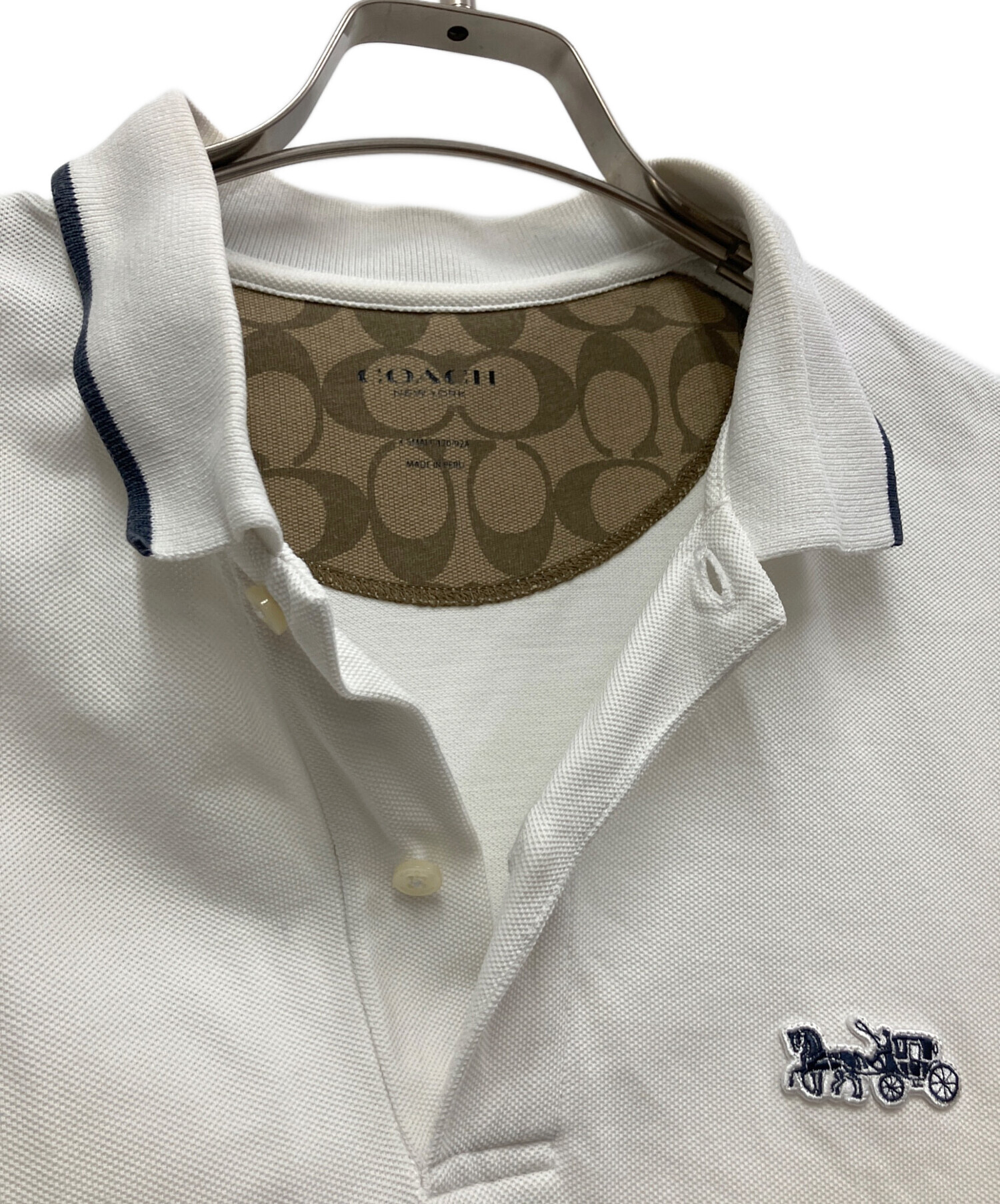 中古・古着通販】COACH (コーチ) 半袖ポロシャツ ホワイト サイズ:S