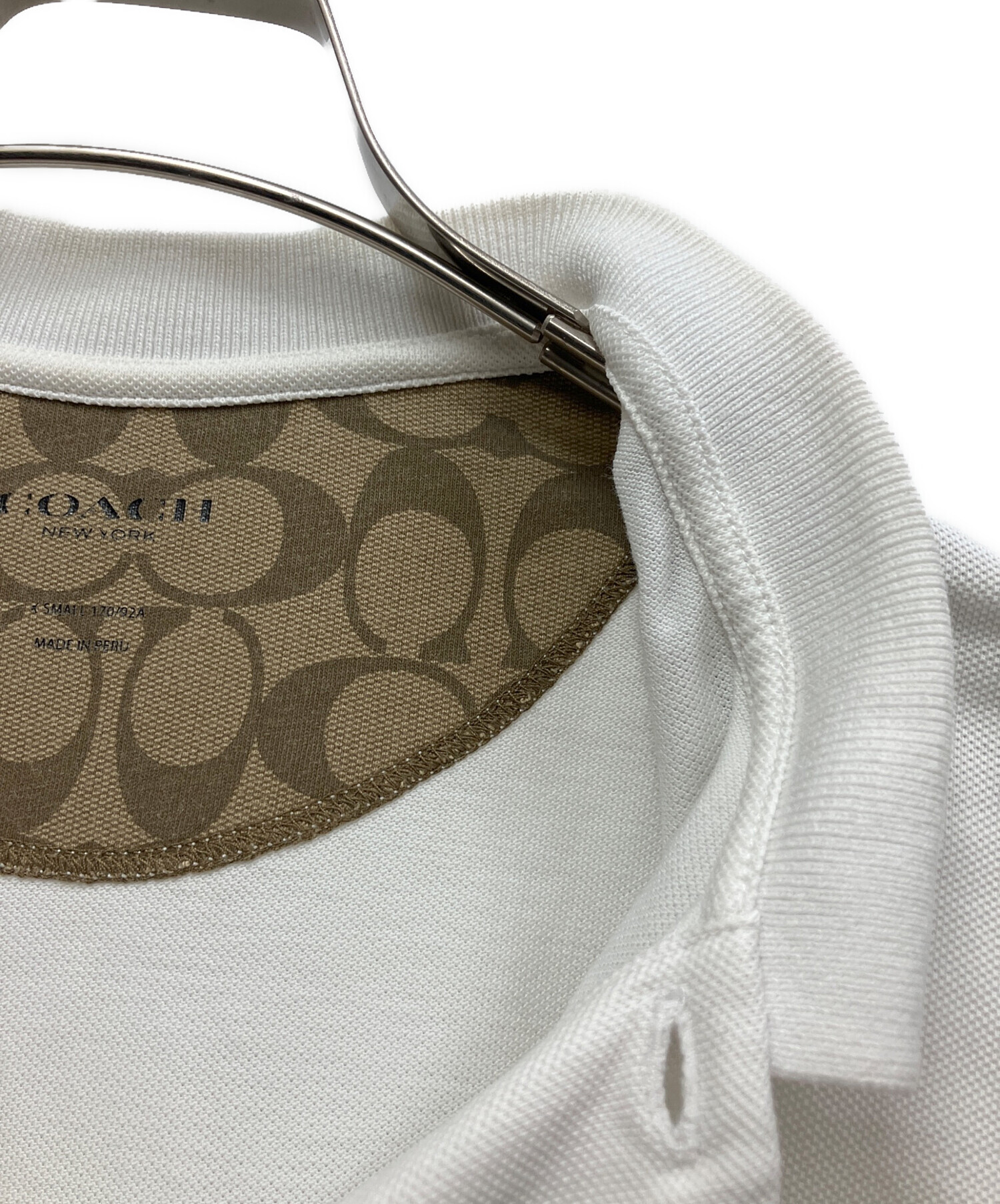 中古・古着通販】COACH (コーチ) 半袖ポロシャツ ホワイト サイズ:S