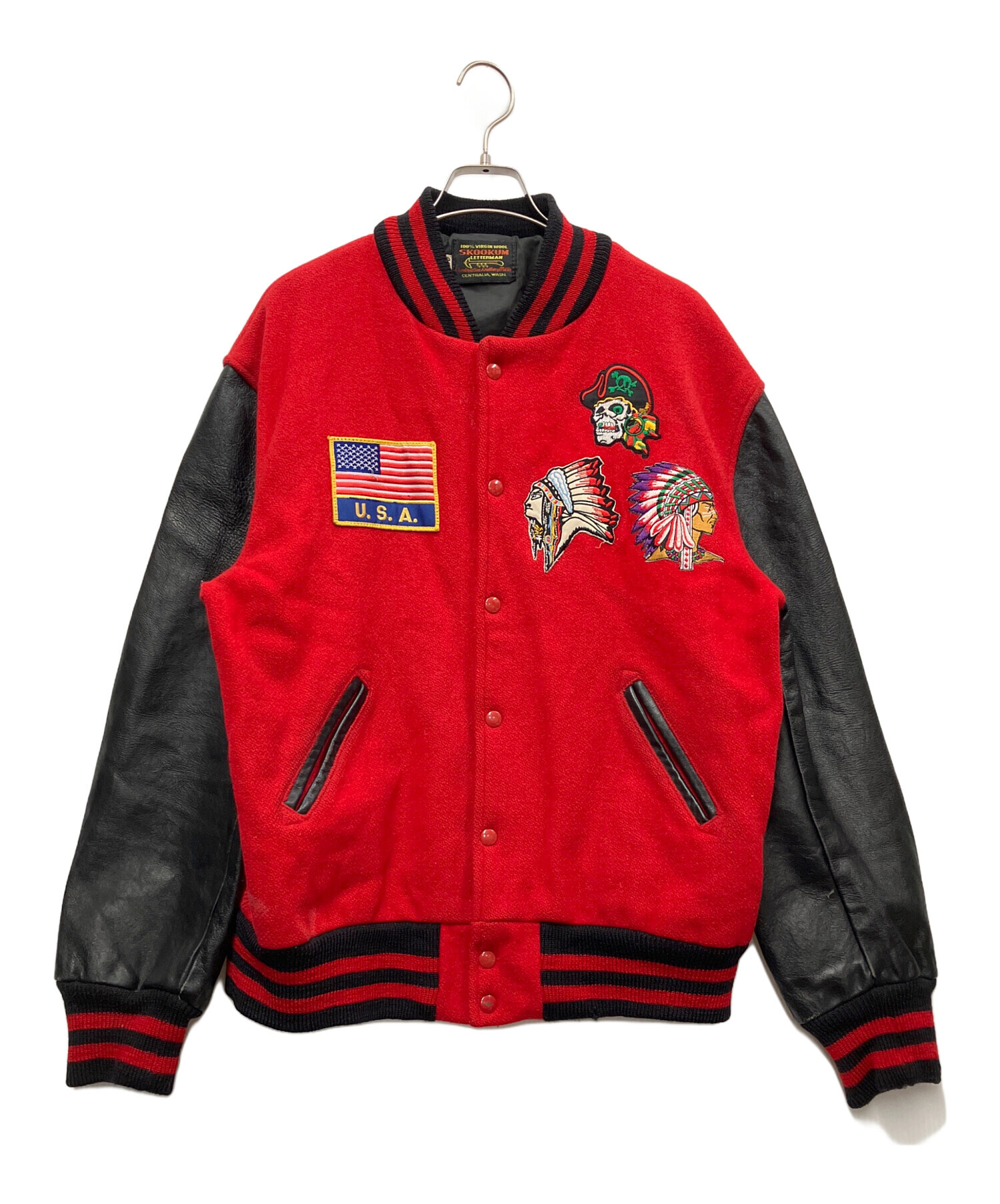 中古・古着通販】skookum (スクーカム) スタジャン レッド×ブラック