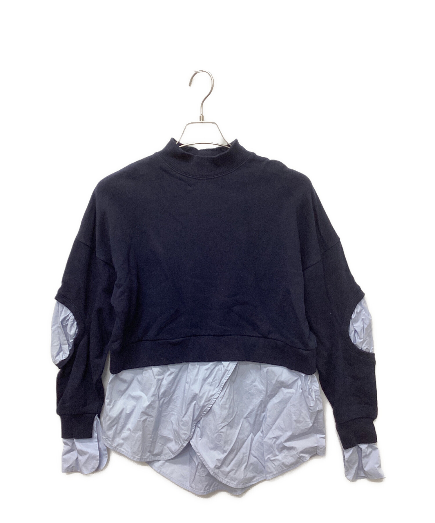 nagonstans 定価3.1万 ソフトスウェットコンビプルオーバー ネイビー 中古・古着通販】nagonstans (ナゴンスタンス) ソフトスウェットシャツ