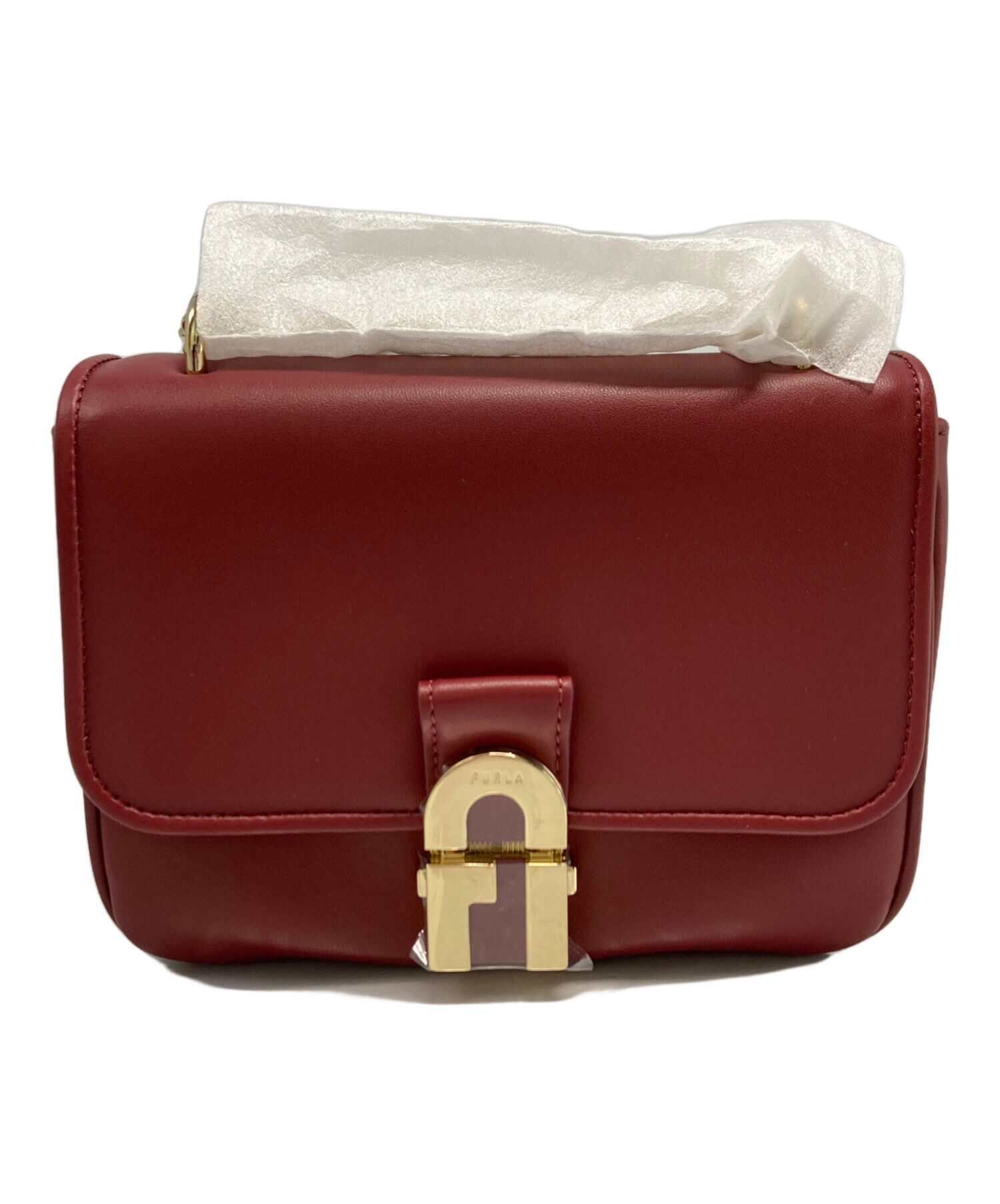 中古・古着通販】FURLA (フルラ) チェーンショルダーバッグ レッド 未 