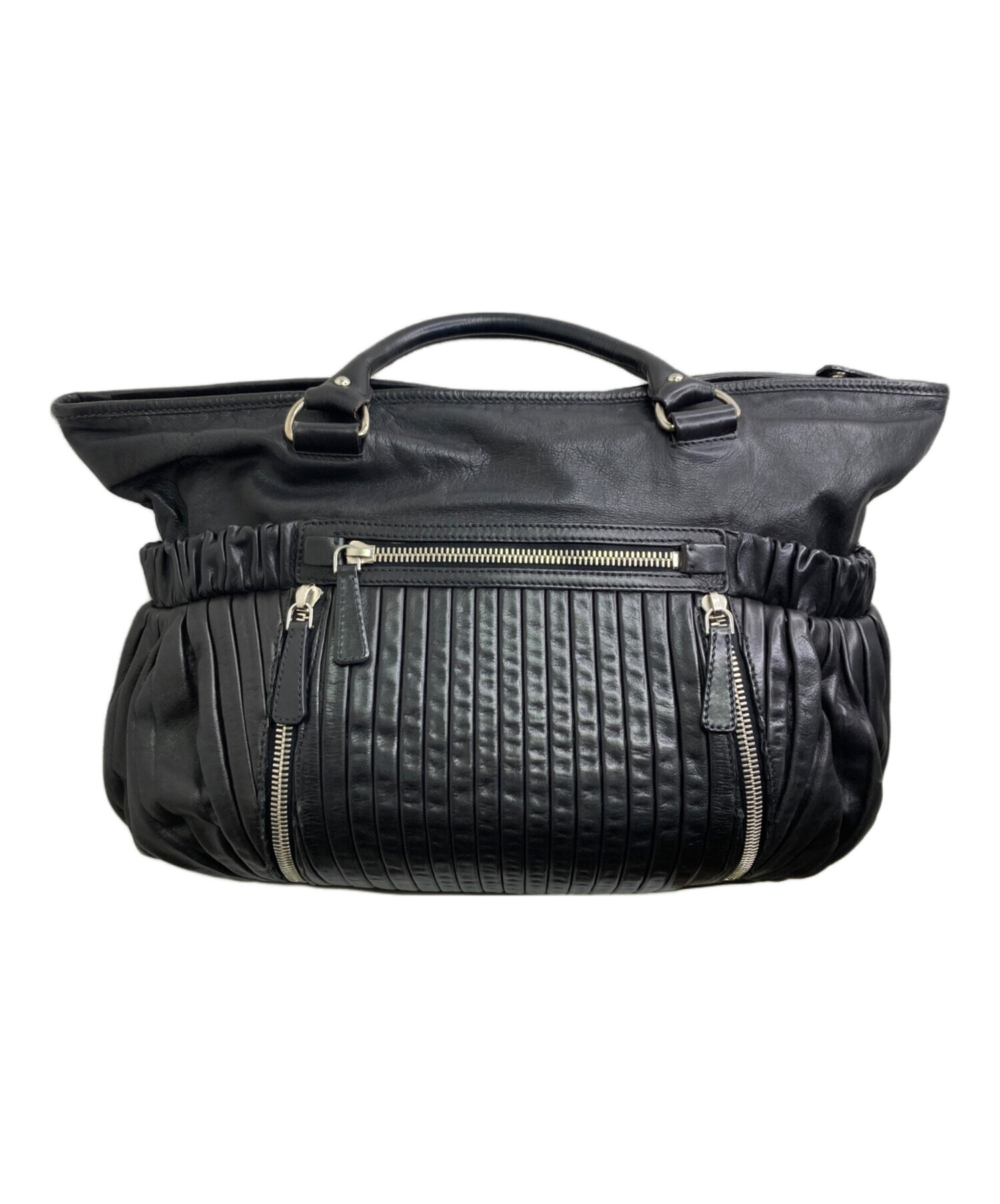 中古・古着通販】MIU MIU (ミュウミュウ) レザーハンドバッグ ブラック
