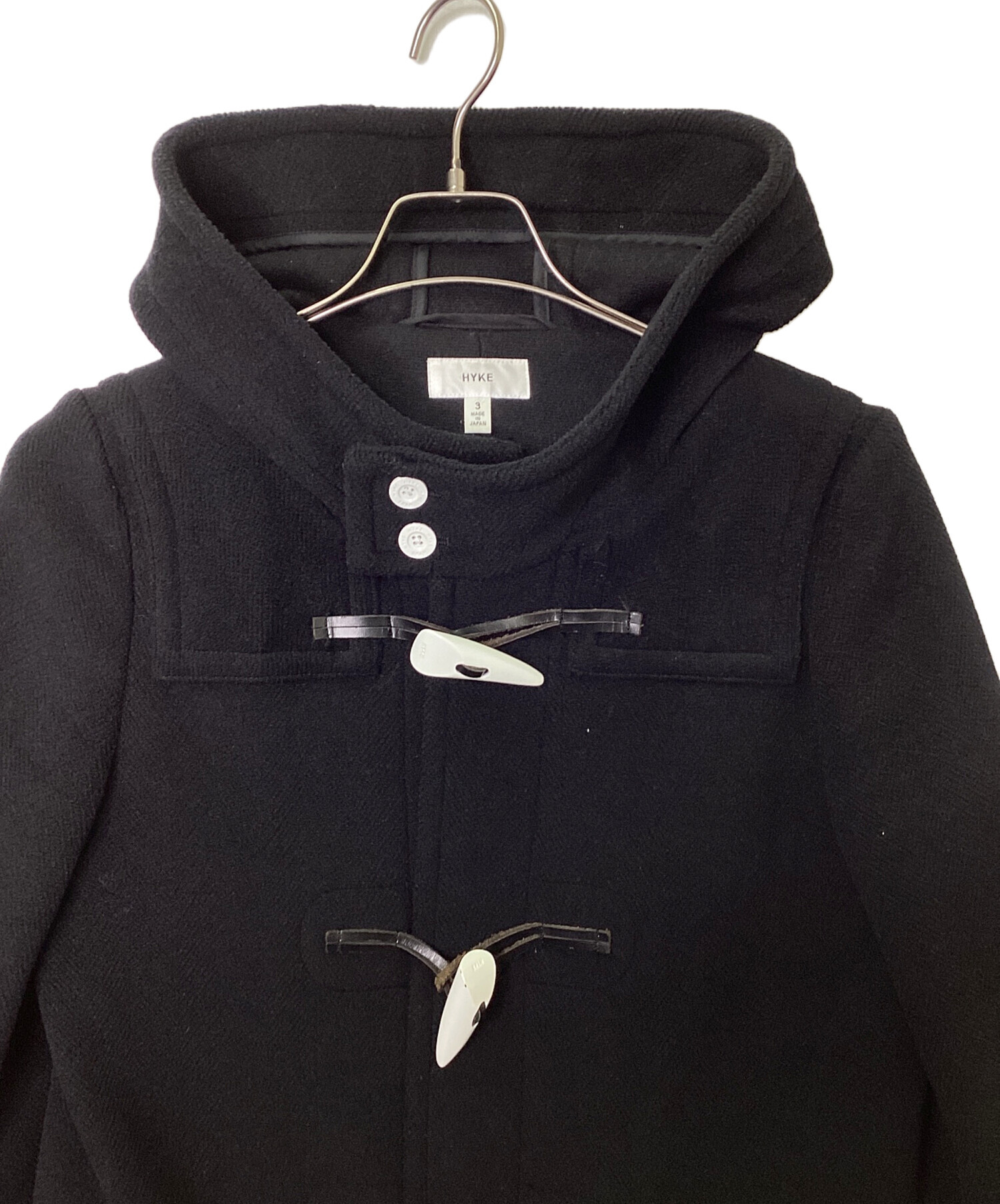中古・古着通販】HYKE (ハイク) ダッフルコート ブラック×ホワイト