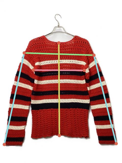 中古・古着通販】GUCCI (グッチ) ボーダーコットンニット レッド