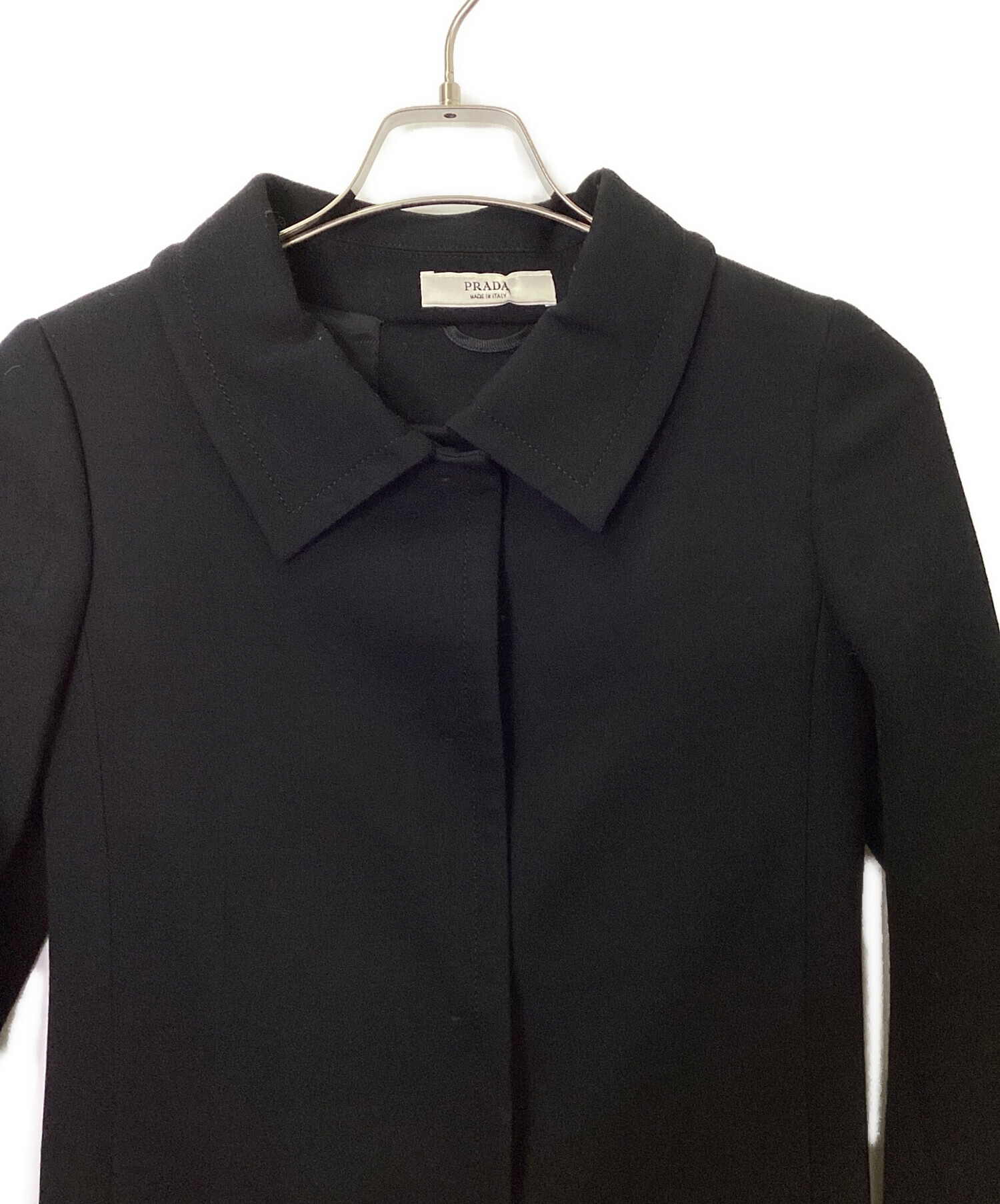 中古・古着通販】PRADA (プラダ) バックリボンウールステンカラー