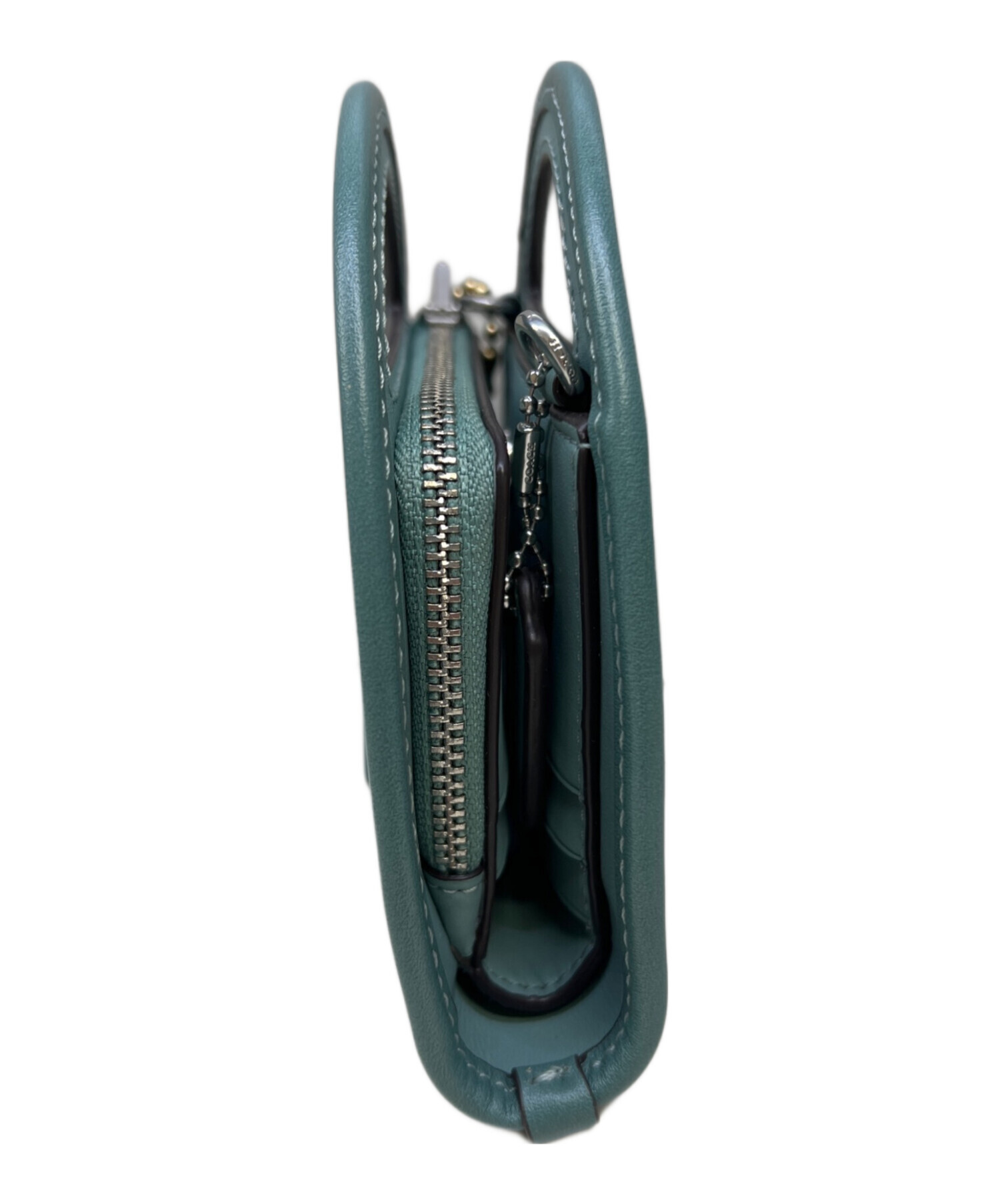 COACH（コーチ）シグネチャー トップ ハンドル ポーチ未使用　カーキ×サドル コーチ アウトレット ポーチ レディース カーキ/サドル COACH OUTLET