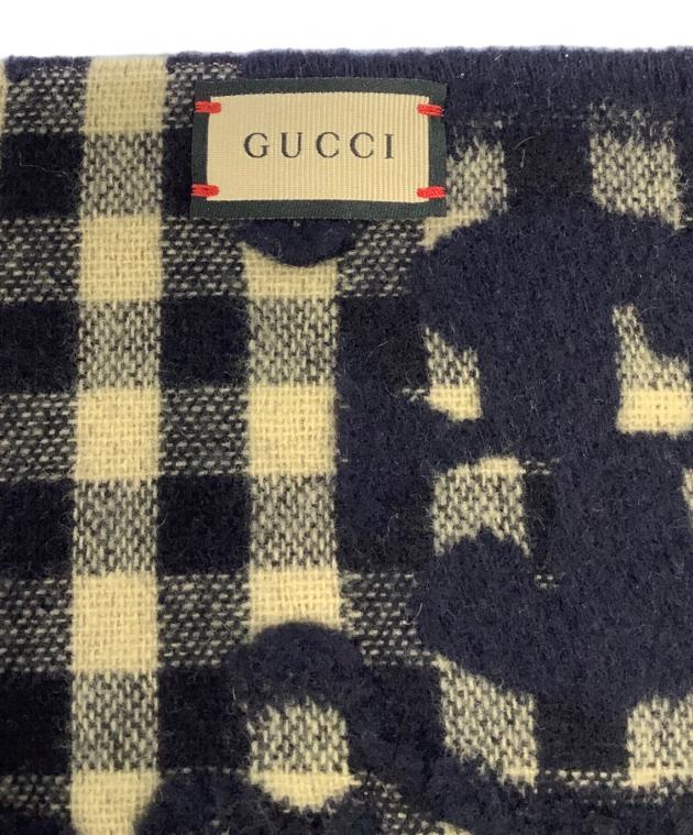 中古・古着通販】GUCCI (グッチ) ジャガードギンガムチェックマフラー