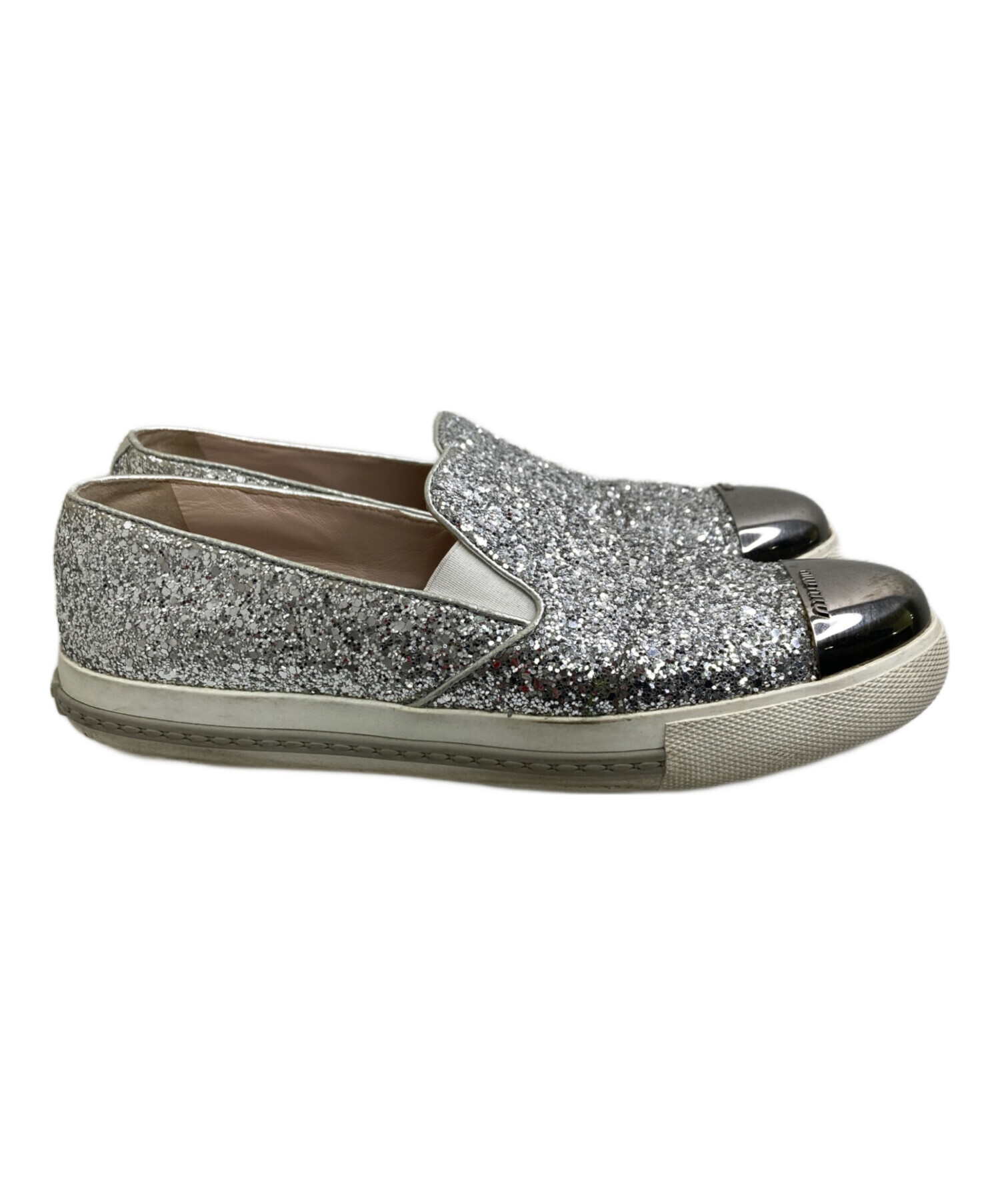 中古・古着通販】MIU MIU (ミュウミュウ) グリッタースリッポン グレー
